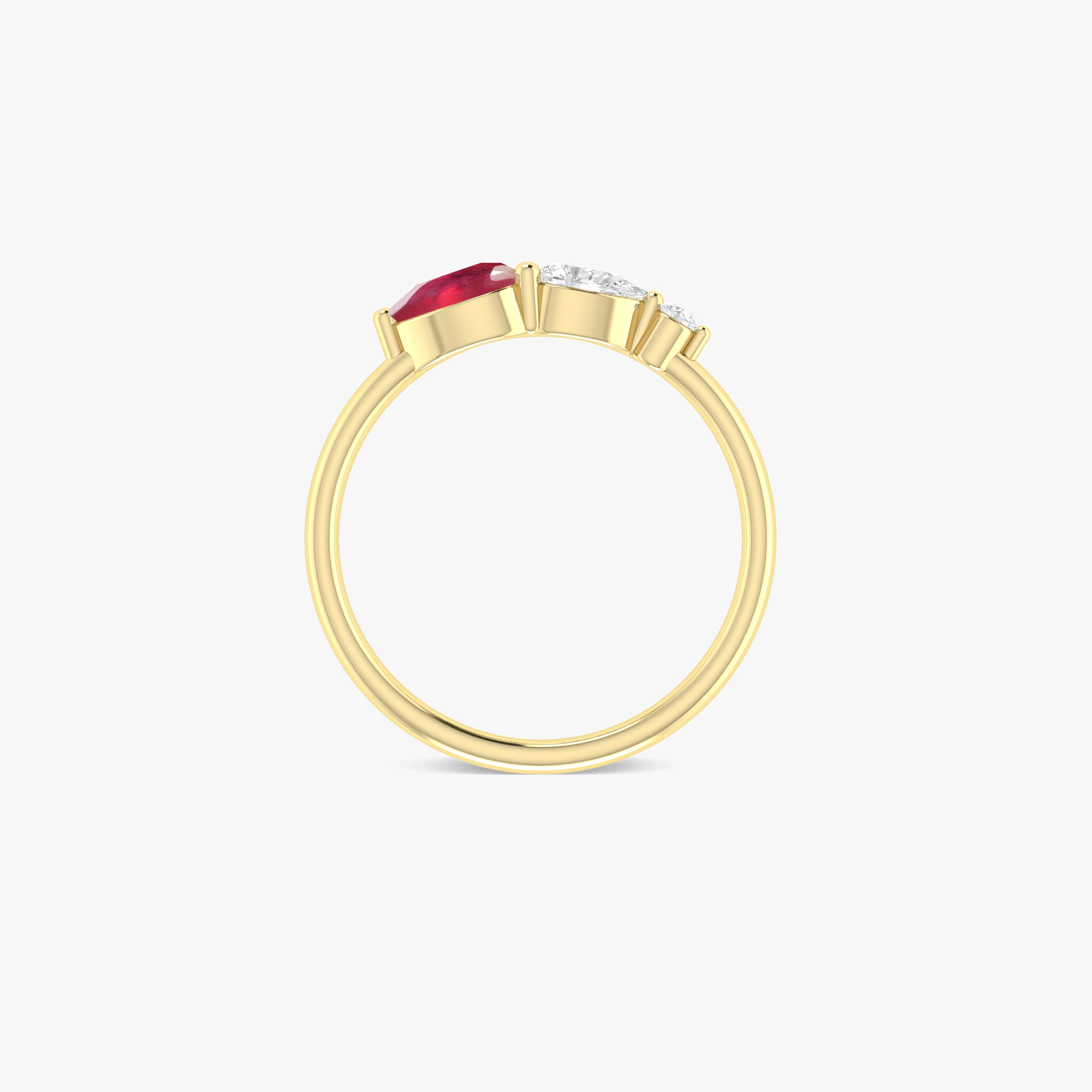 Genuine Ruby Pear Three Stone Ring