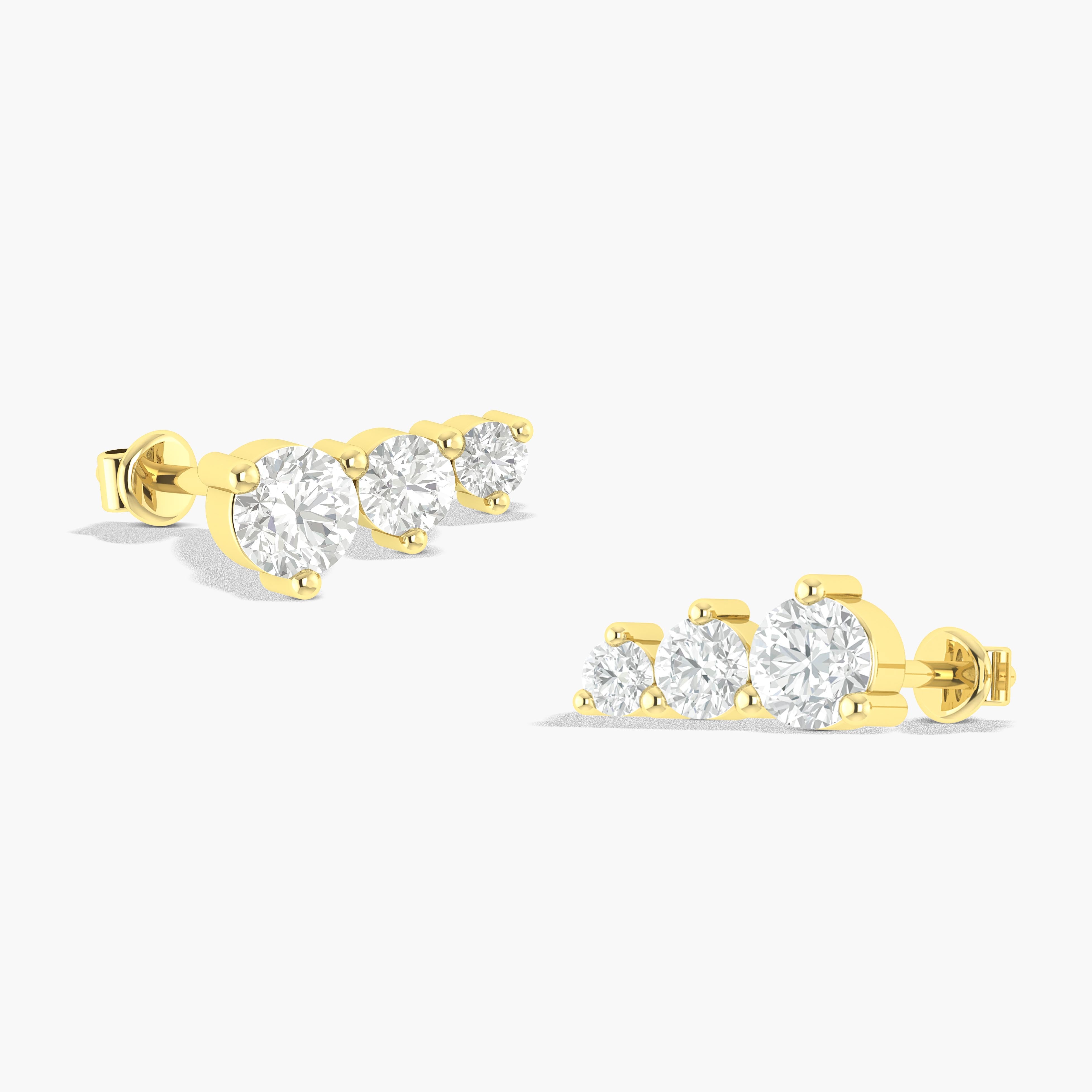 Cubic Zirconia Round Stud Earring in 925 Silver 1.5ct