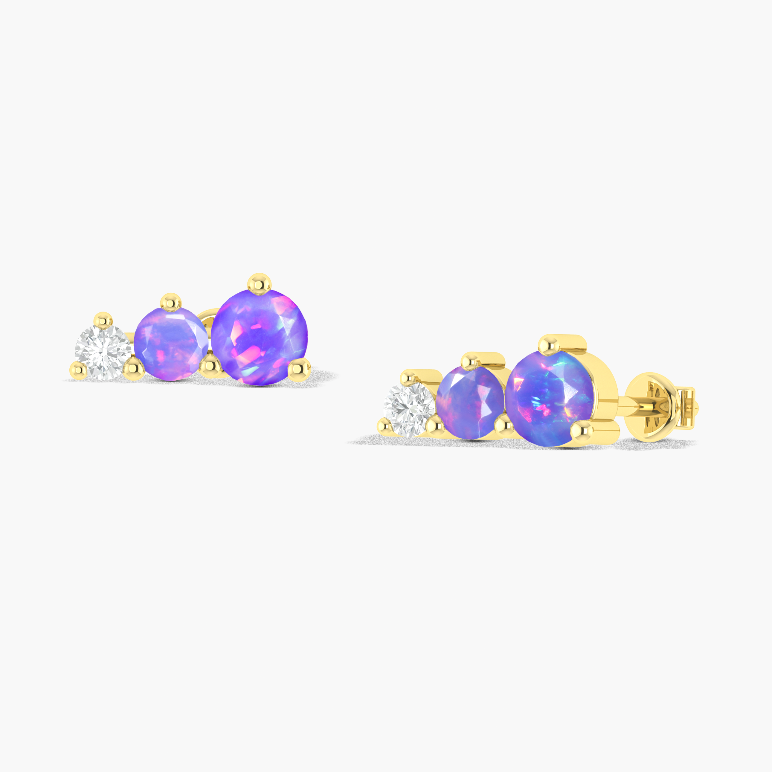 Lavender Opal Round Stud Earring in 925 Silver 1.1ct