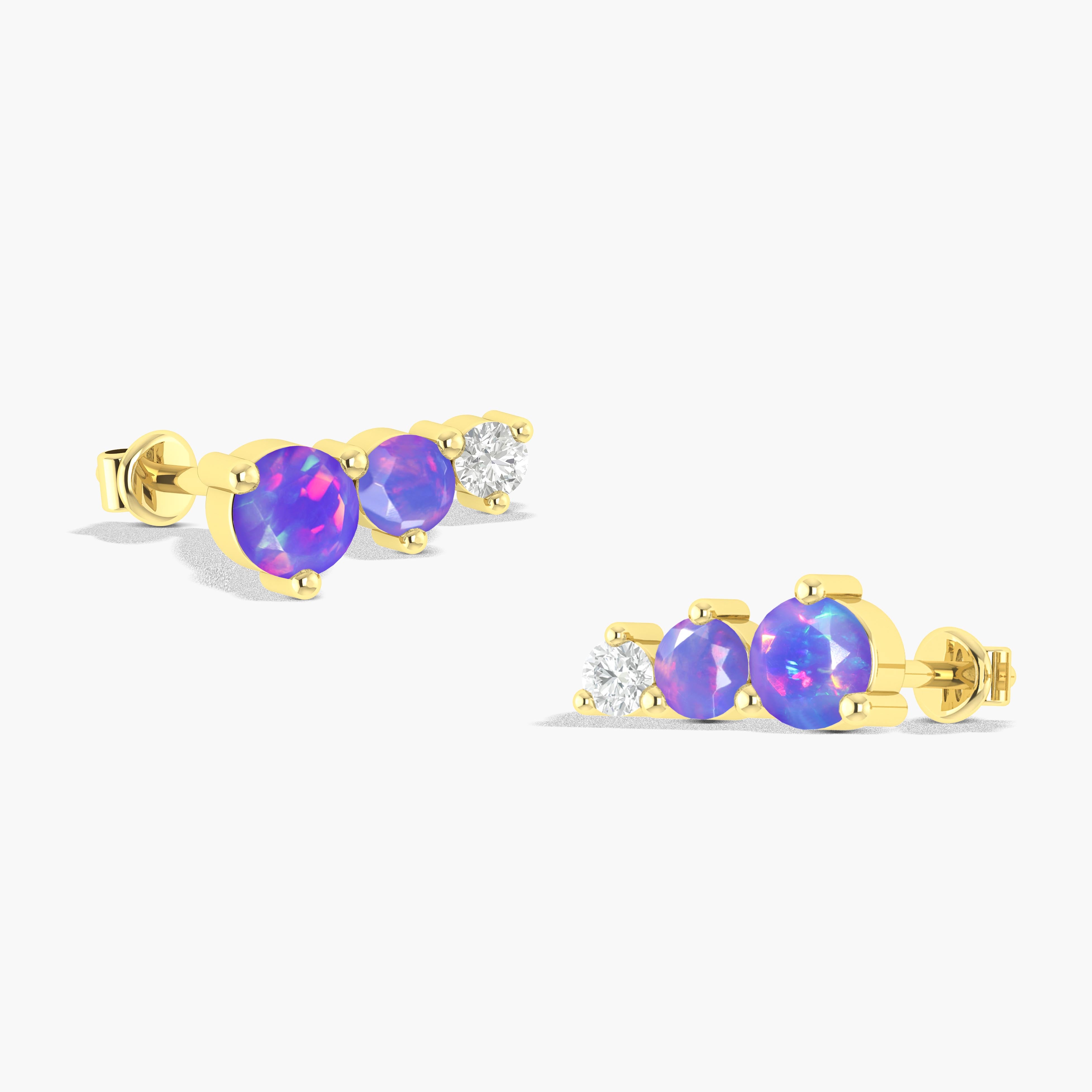 Lavender Opal Gold Earring