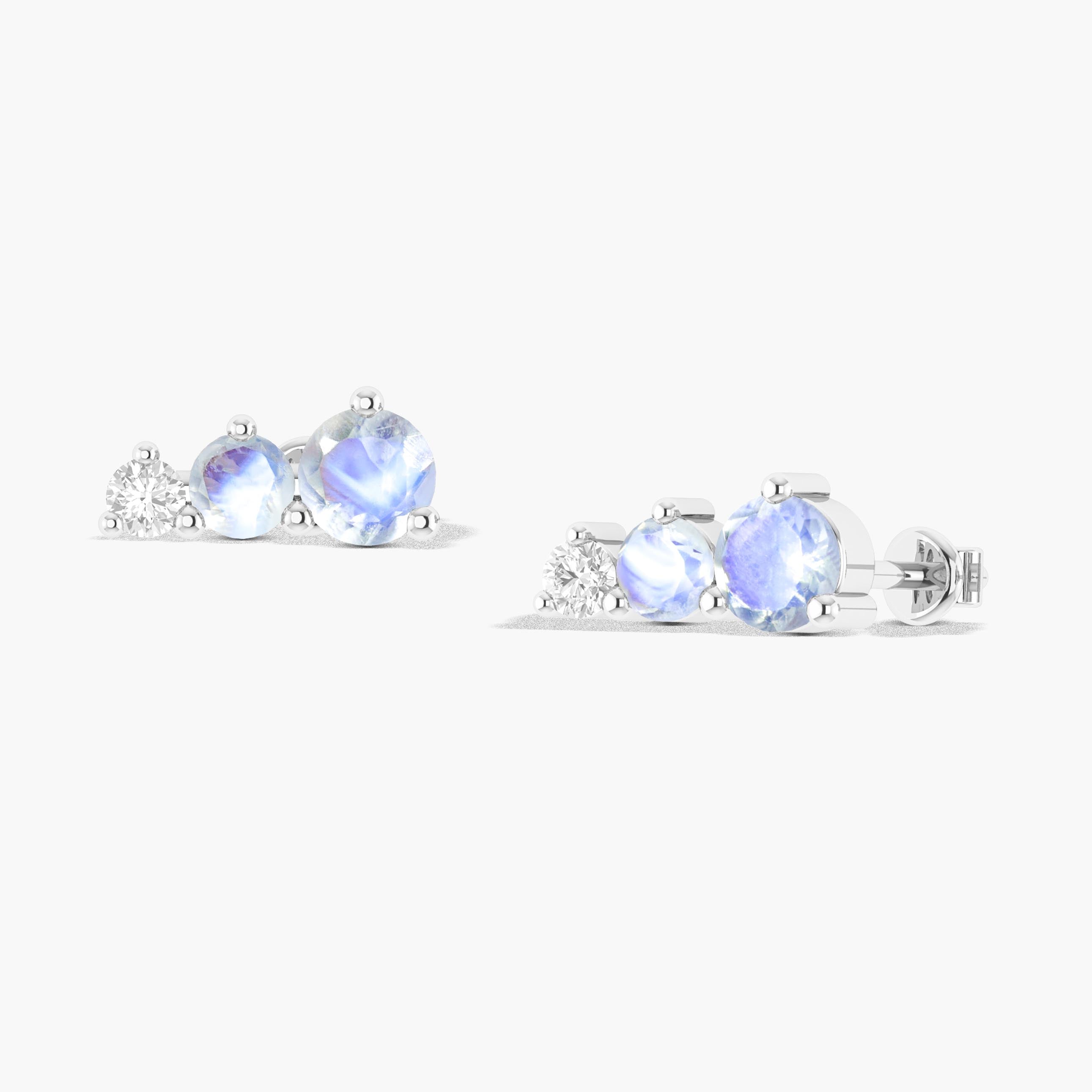 Moonstone Round Stud Earring in 925 Silver 1.5ct