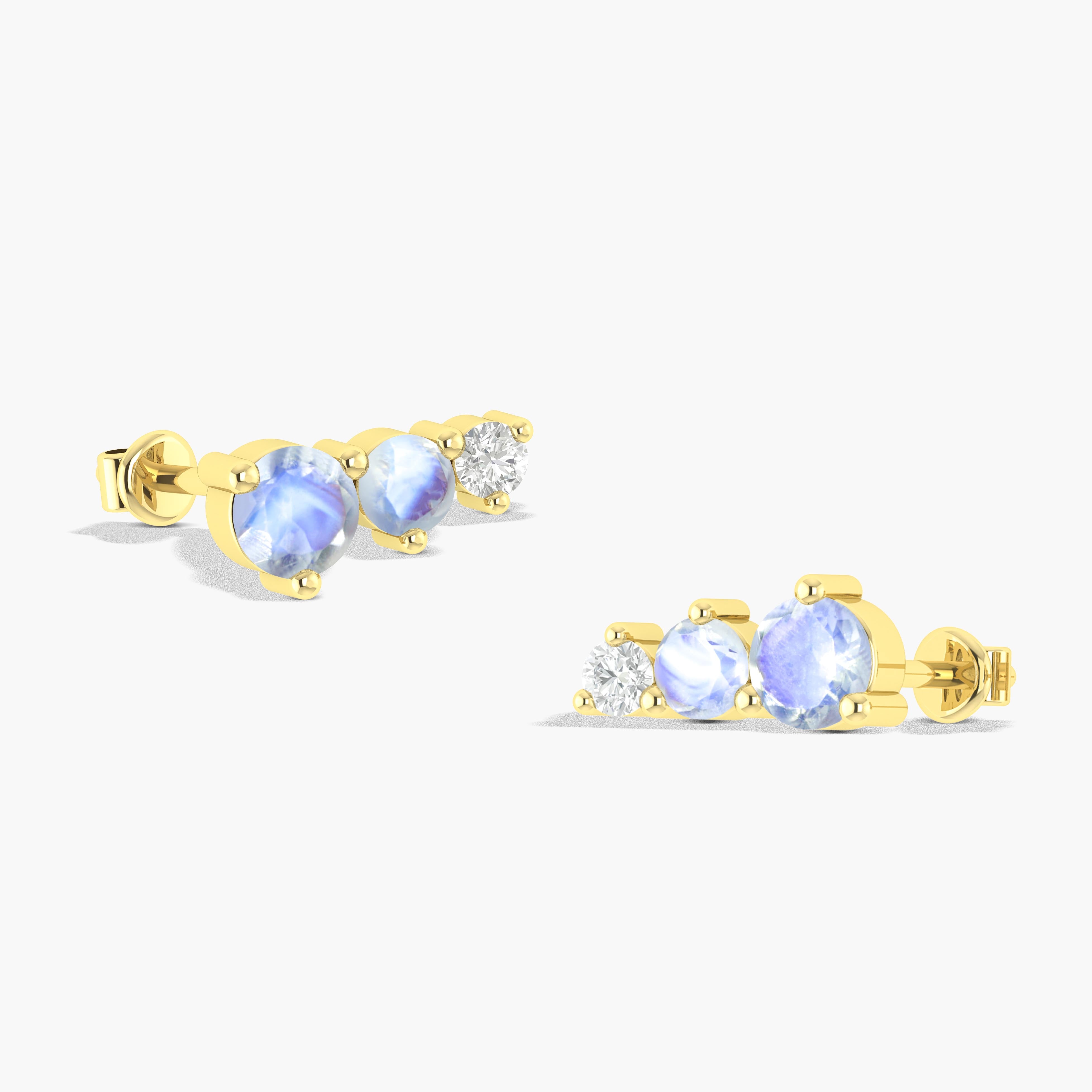 Moonstone Round Stud Earring in 925 Silver 1.5ct