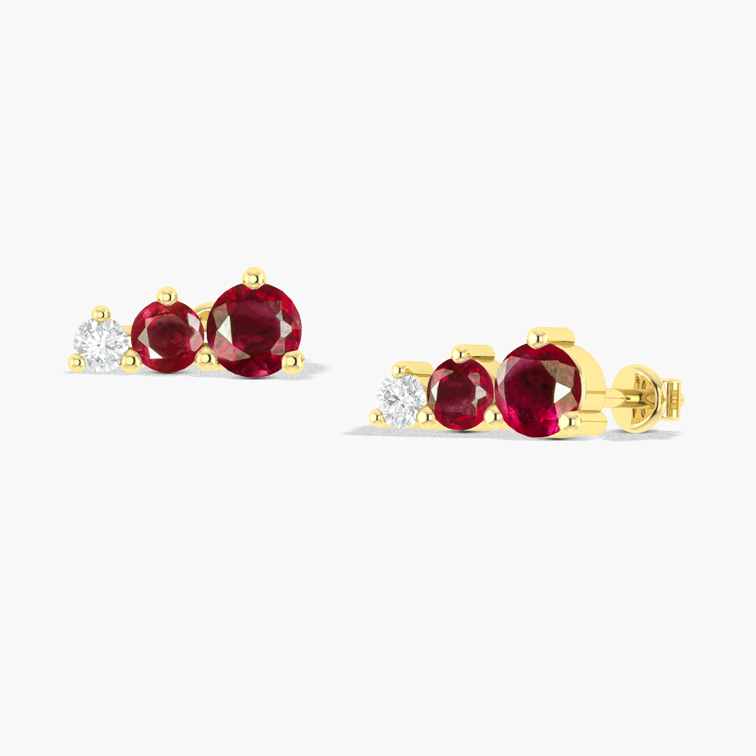 Ruby Round Stud Earring in 925 Silver 1.5ct