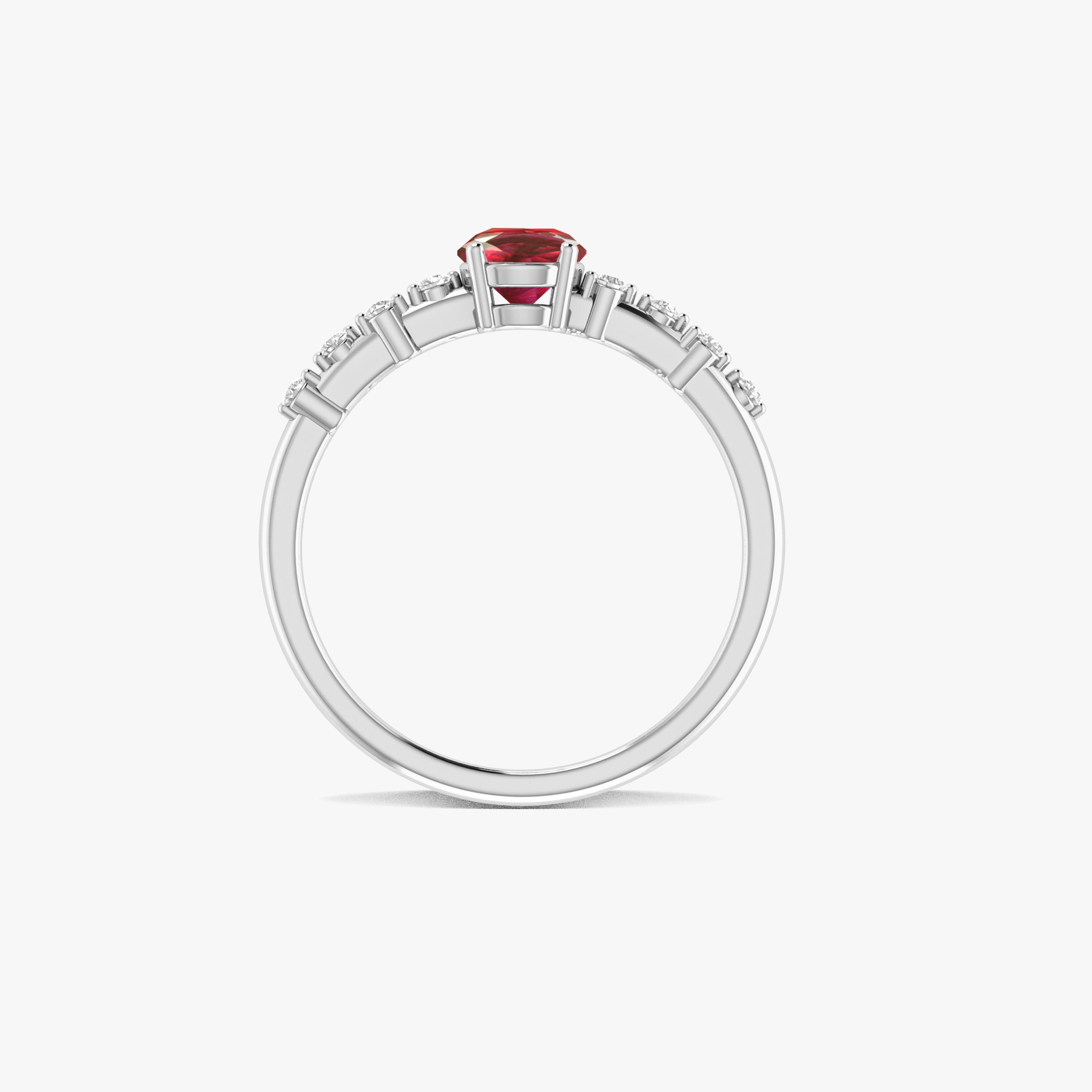 Natural RUBY ROUND STONE MINIMALIST SOLITAIRE WITH ACCENTS RING