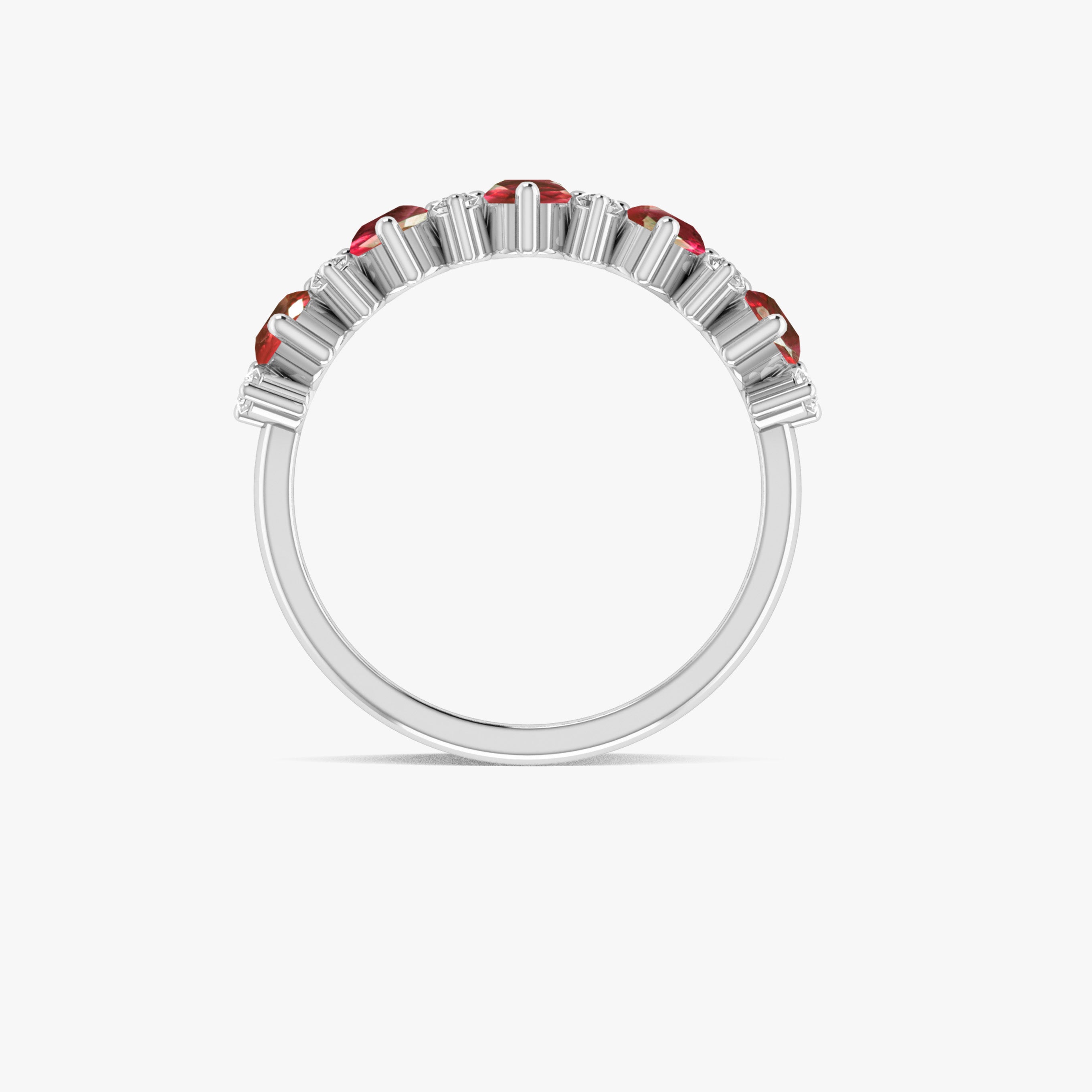 Half Eternity Ring with Natural Ruby and White Zircon