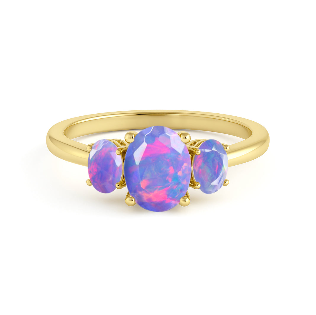 Engagement Wedding Three Stone Rings with Natural Lavender Opal
