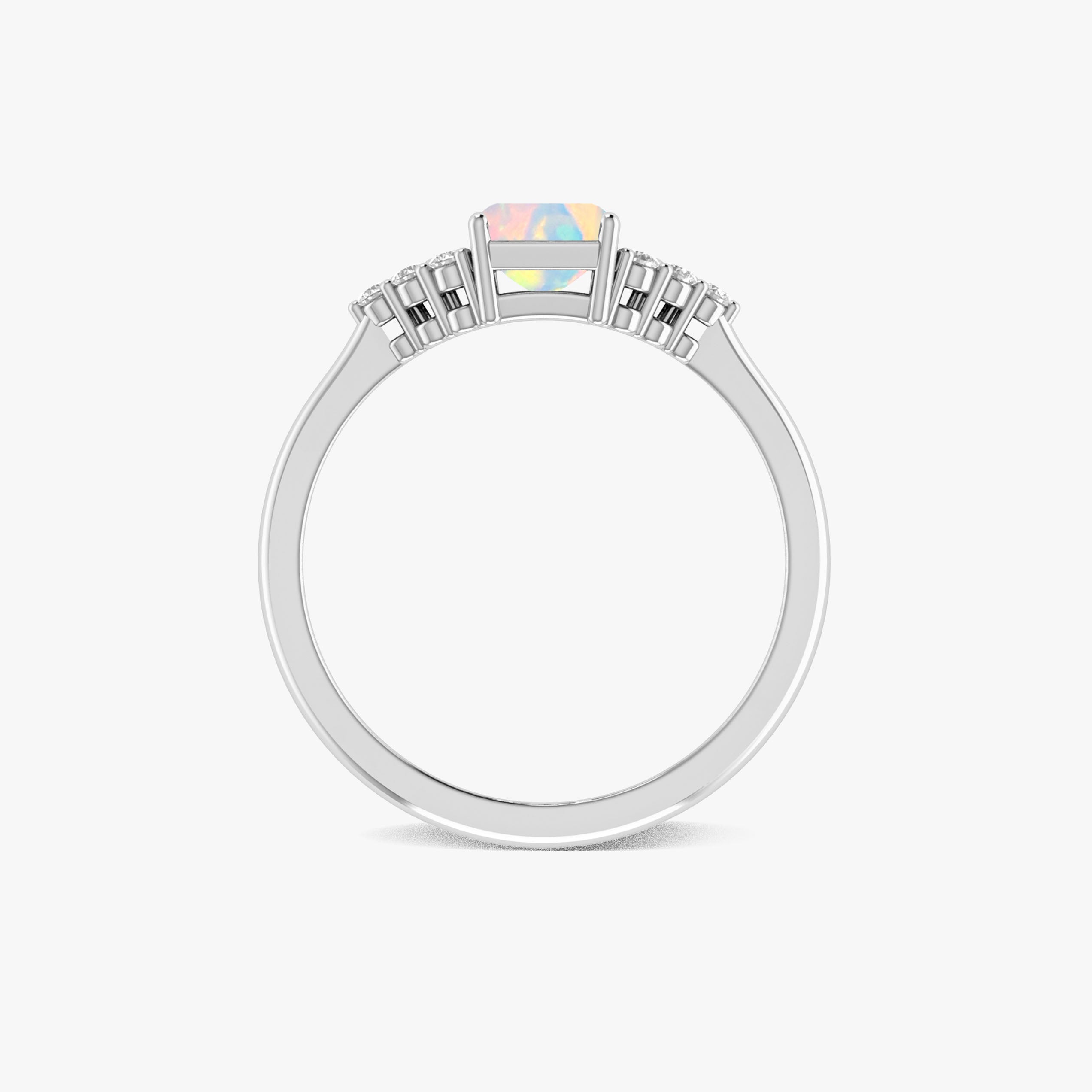 Natural White Opal Octagon Stone Solitaire Ring in Yellow Gold Filled & Sterling Silver
