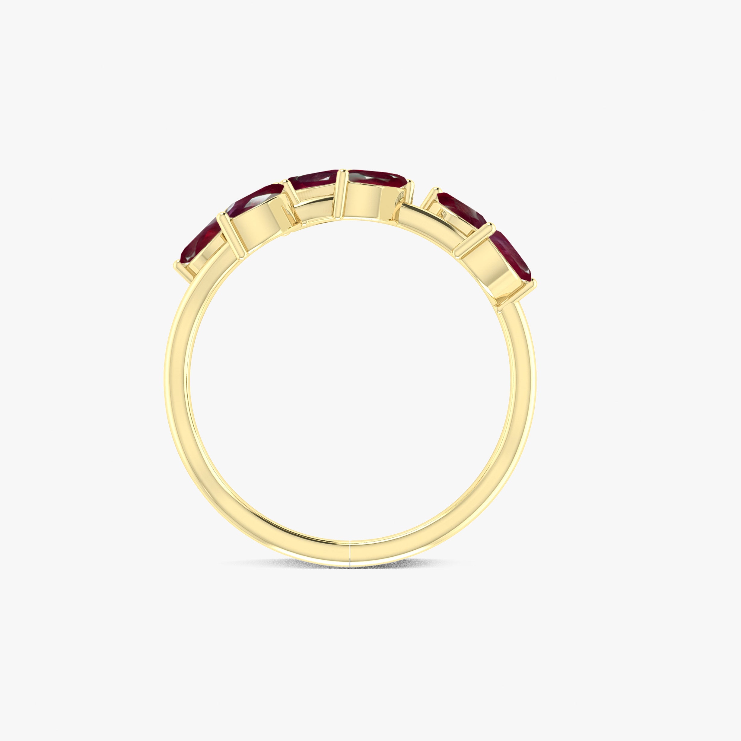 Natural Ruby Leaf Style Six Stone Gold Filled & 925 Silver Ring