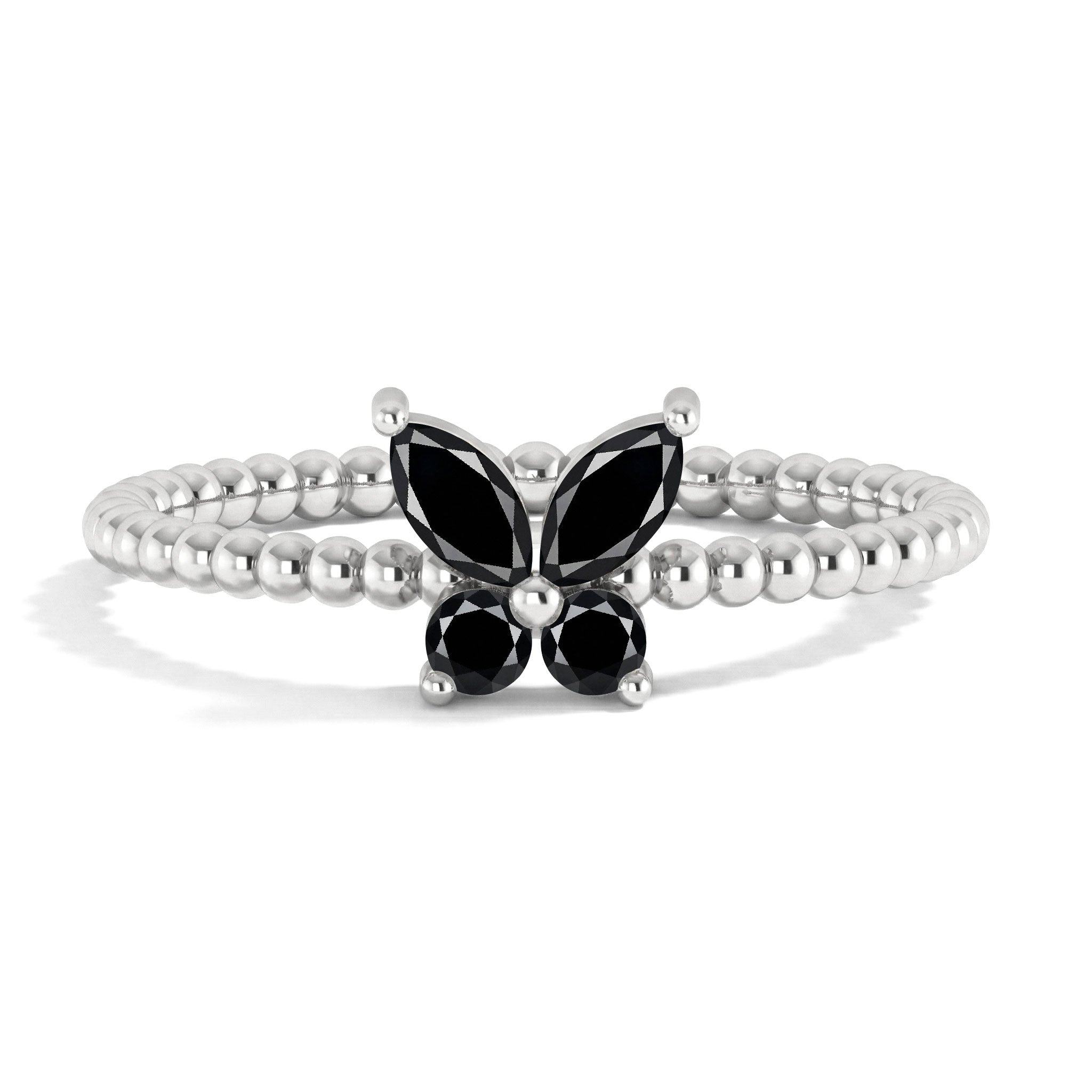 Black onyx butterfly ring in 925 sterling silver featuring an elegant gemstone butterfly design, unique statement ring for women and sophisticated jewelry lovers