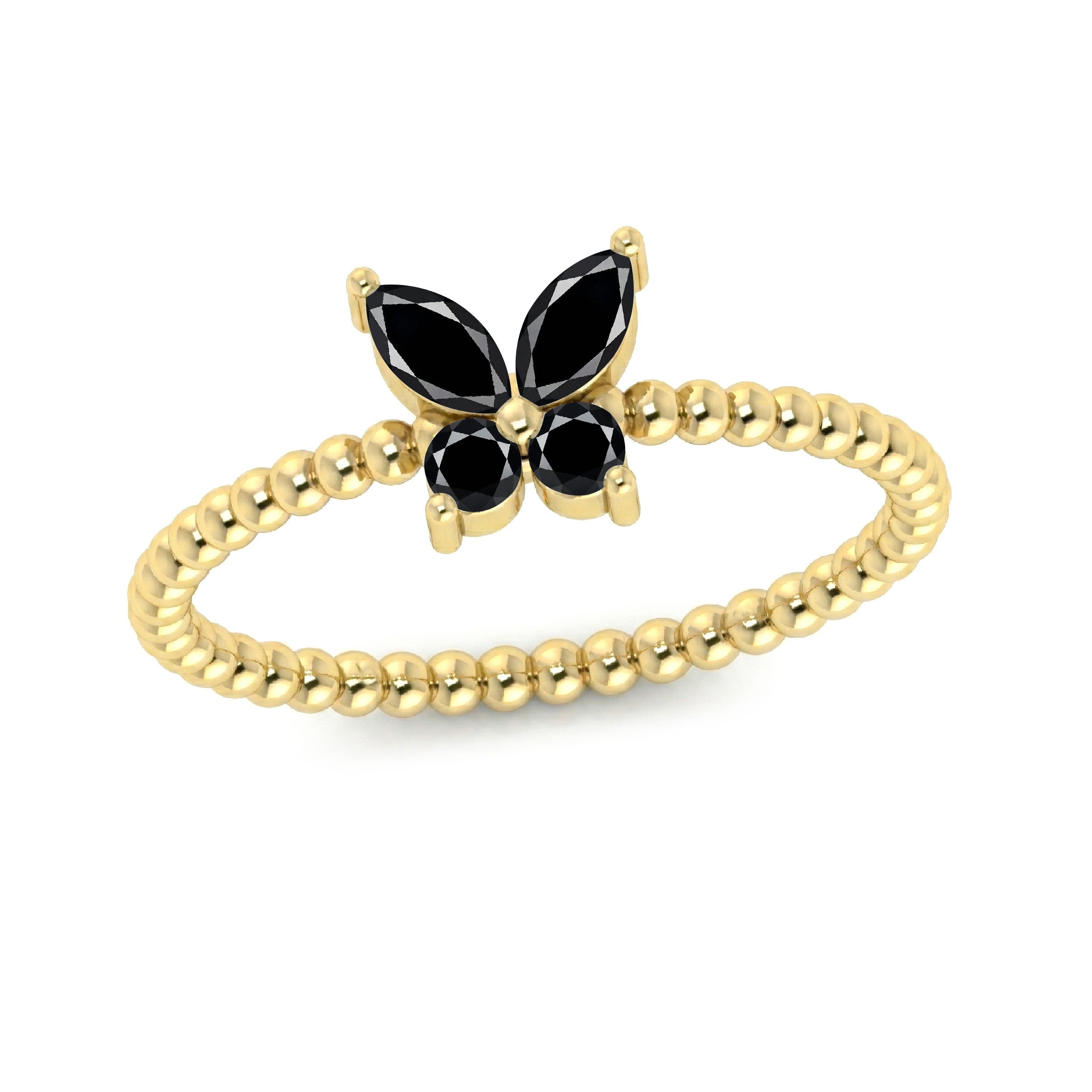 Black onyx statement ring for women featuring a graceful butterfly-inspired design and distinctive gemstone centerpiece, elegant jewelry for gifting and special occasions