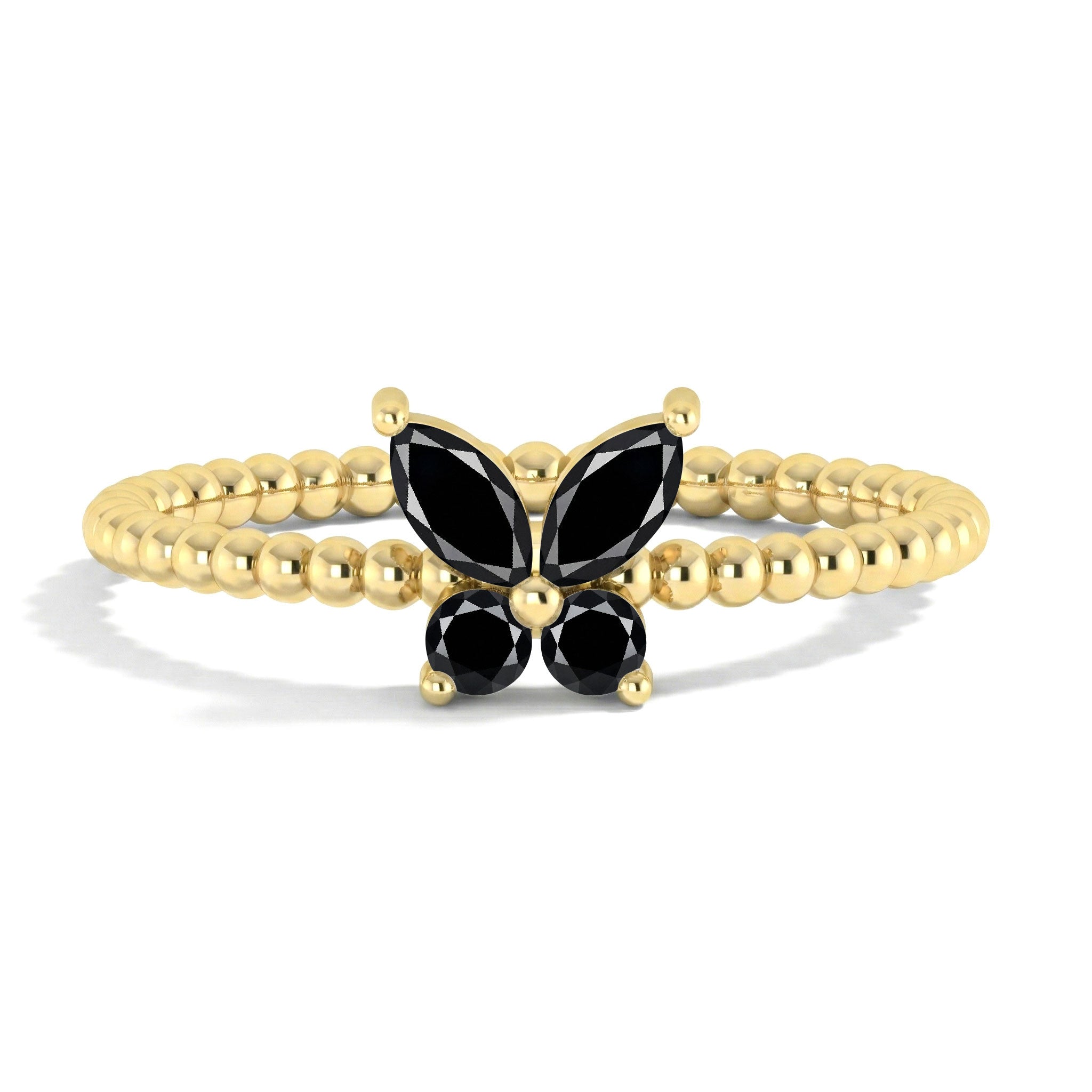 Black onyx butterfly ring in gold filled jewelry featuring an elegant sculptural silhouette and distinctive gemstone design, sophisticated statement ring for women