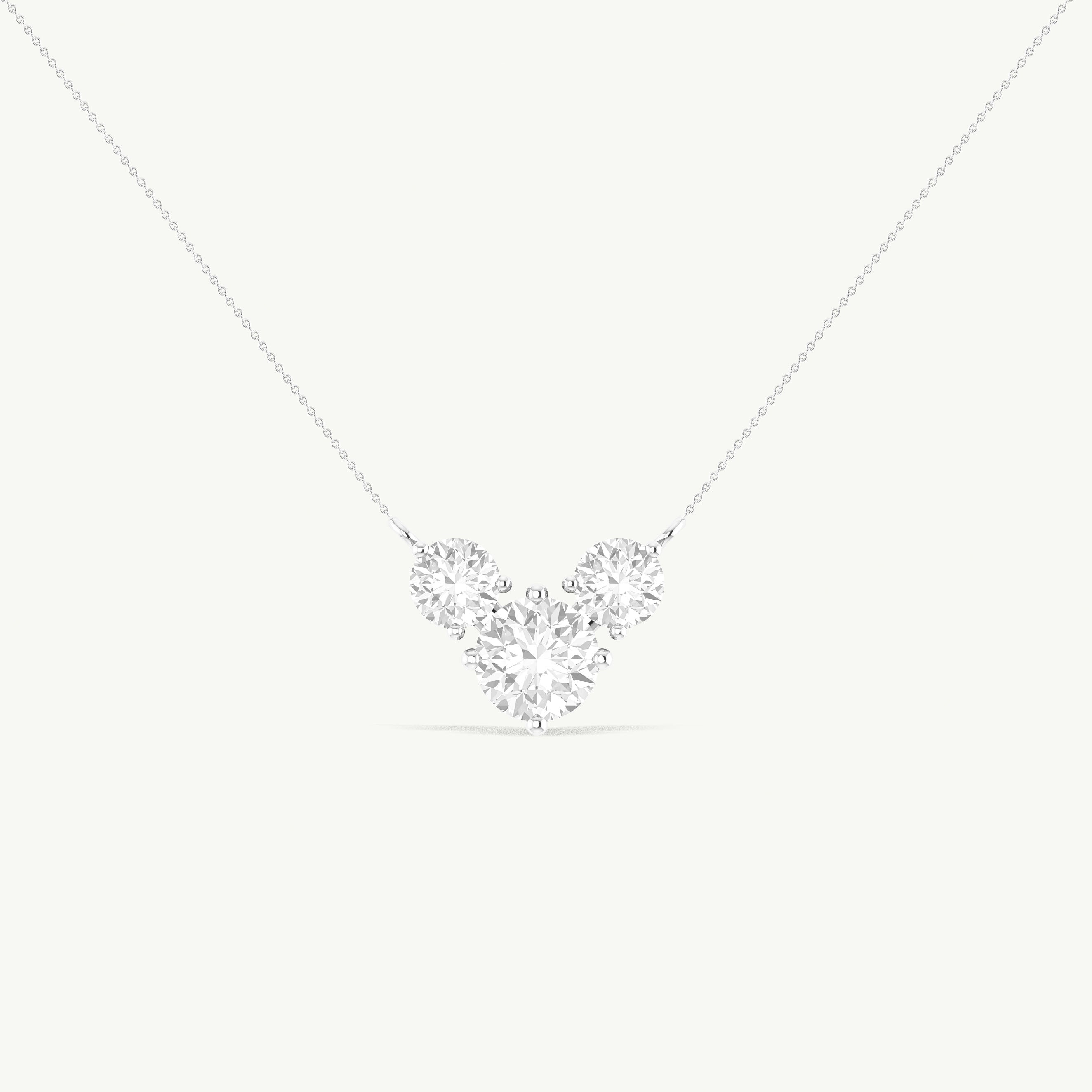 Round three stone necklace sparkling elegant design