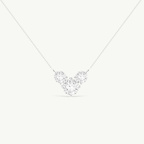 Cubic Zirconia Round Three Stone Necklace in 925 Sterling Silver 2.8ct