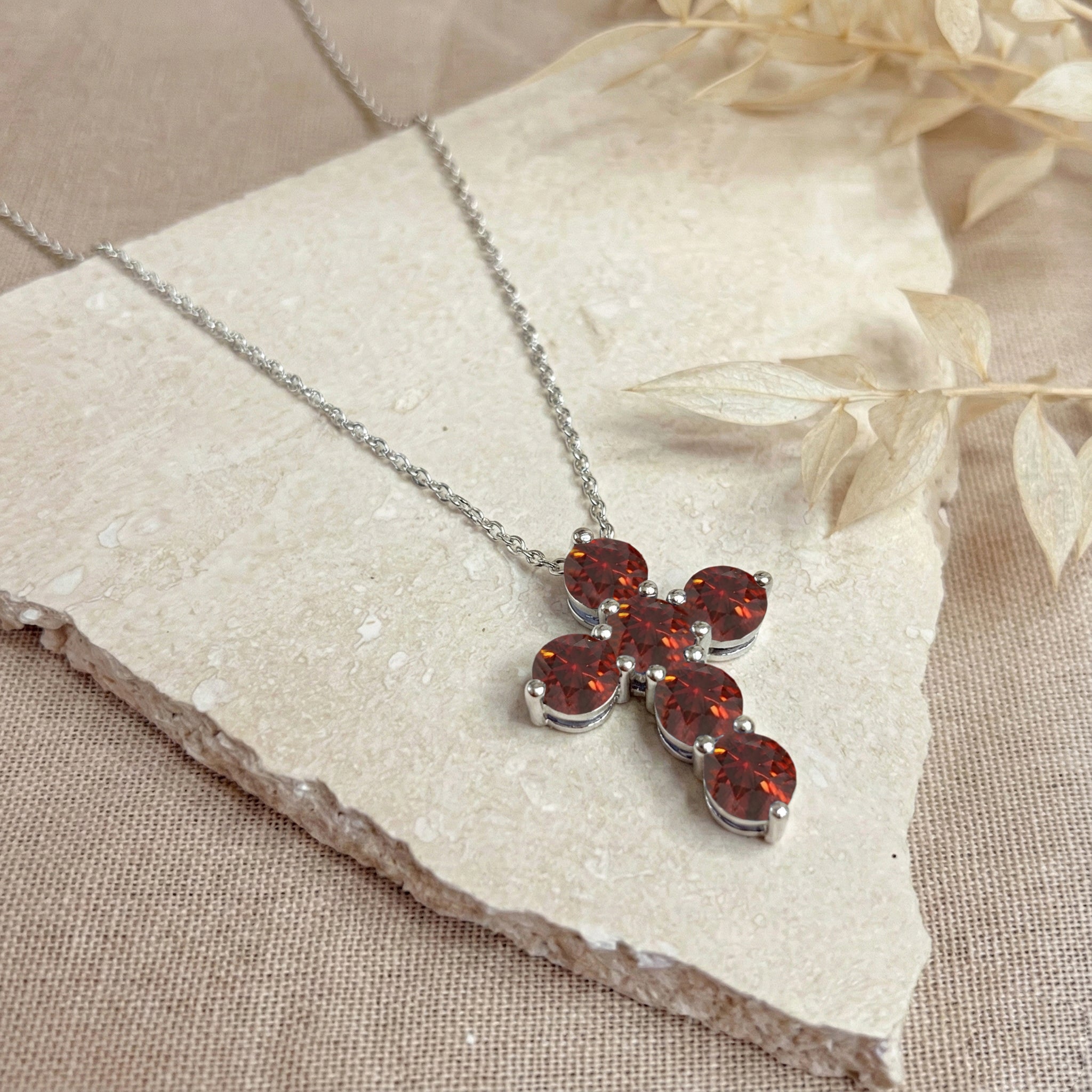Sterling silver cross necklace classic round style
