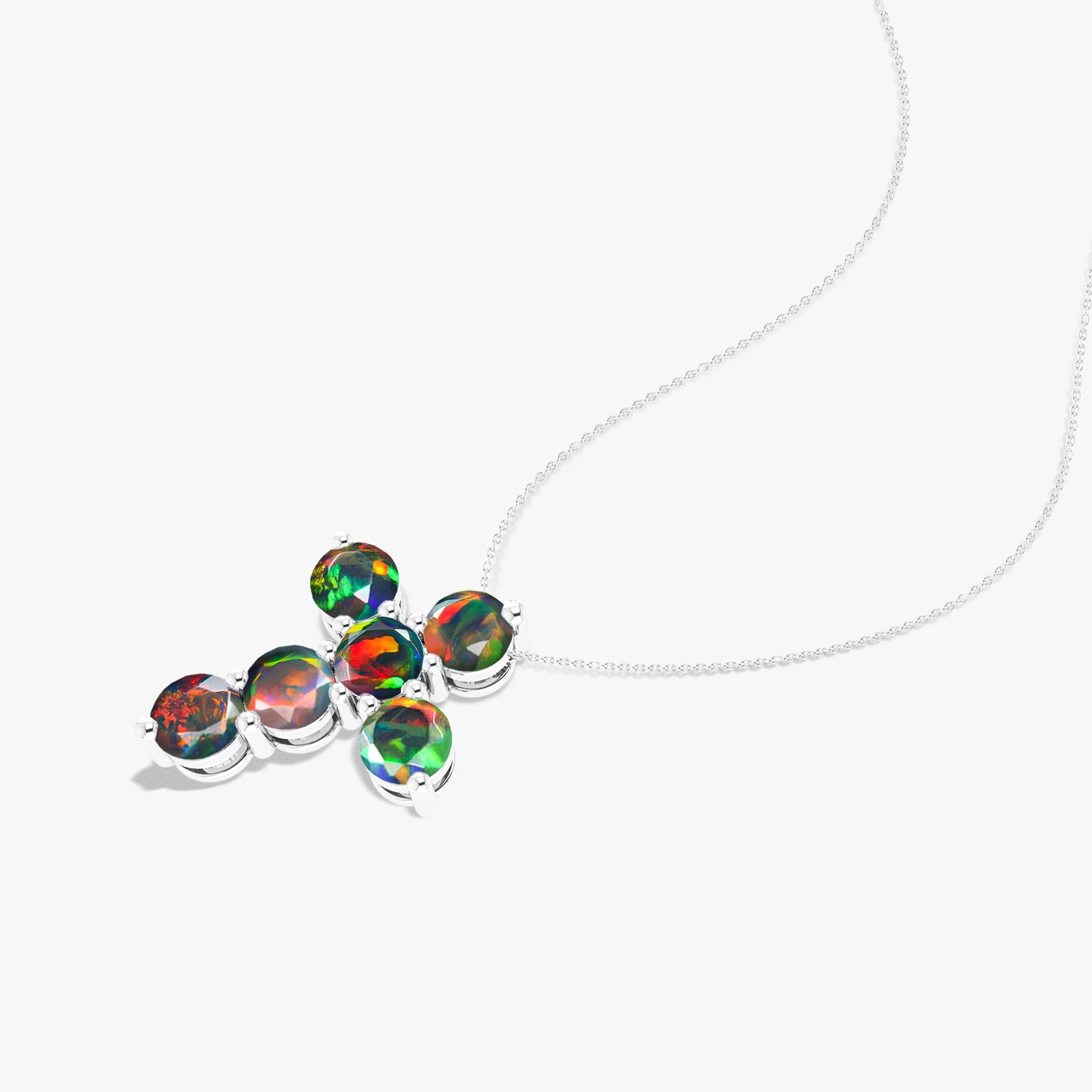 Black Opal Gemstone Cross Pendant