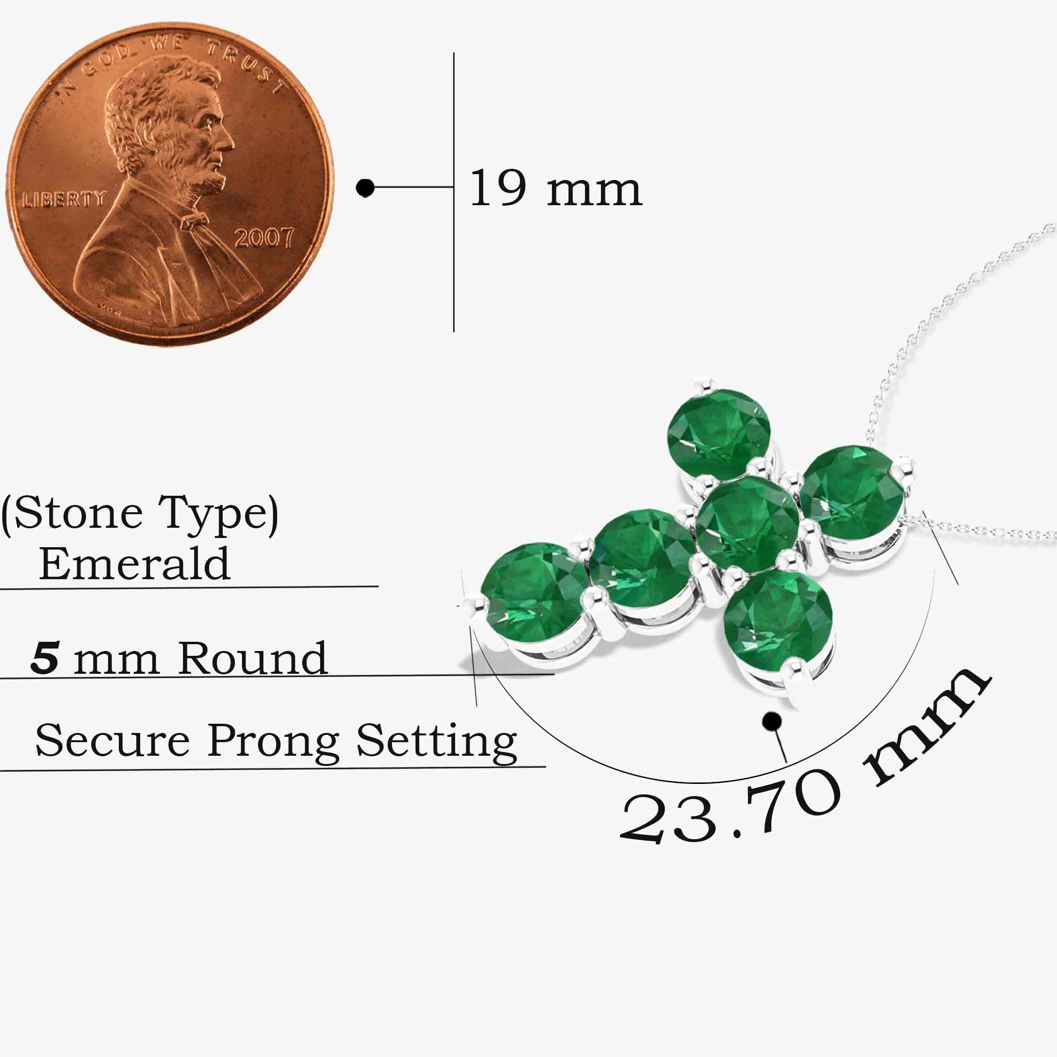 Green Emerald Gemstone Cross Pendant