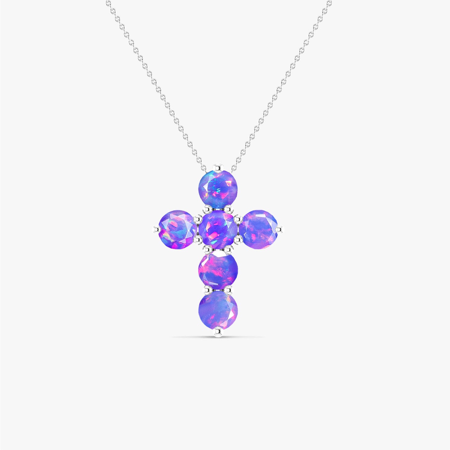Lavender Opal Cross Pendant