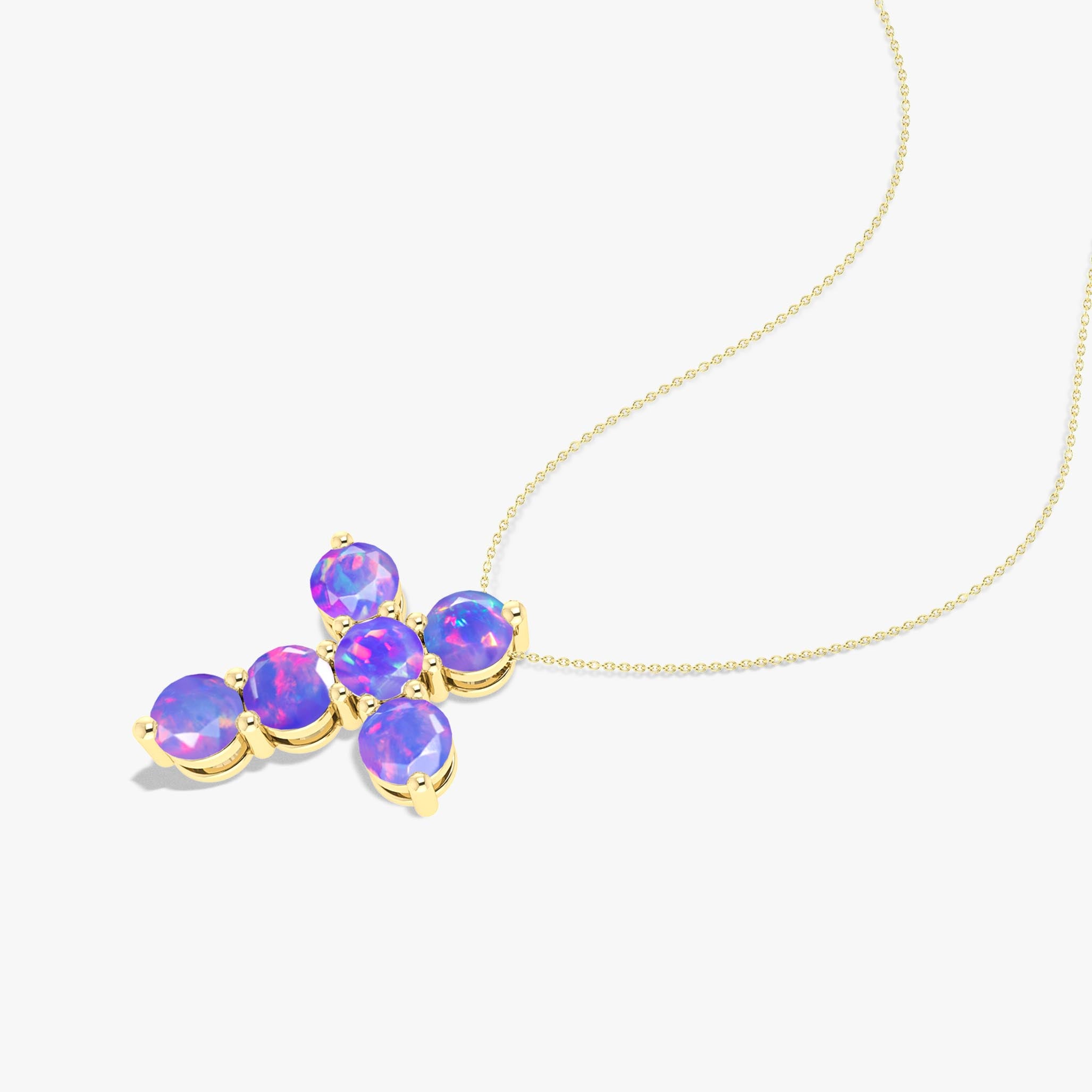 Lavender Opal Cross Pendant
