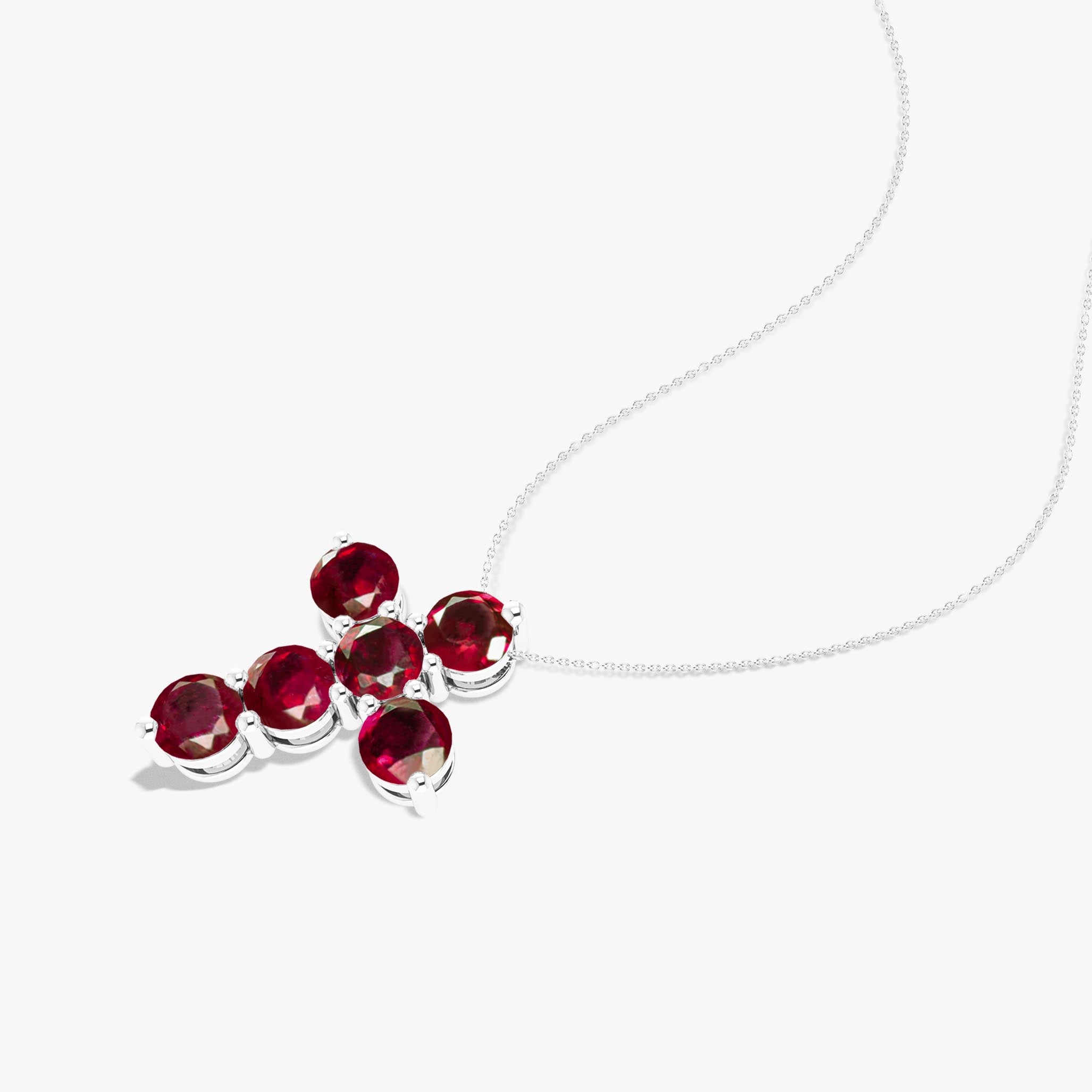 Natural Ruby Gemstone Cross Pendant