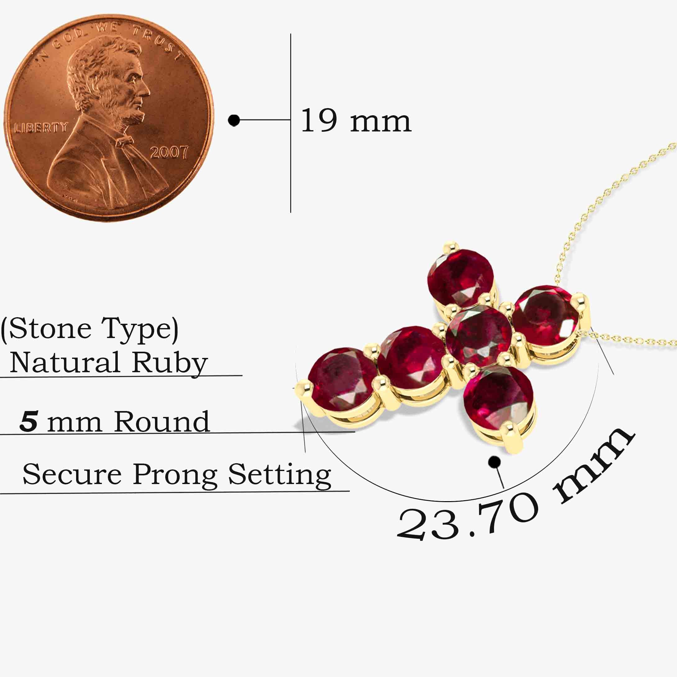 Natural Ruby Gemstone Cross Pendant