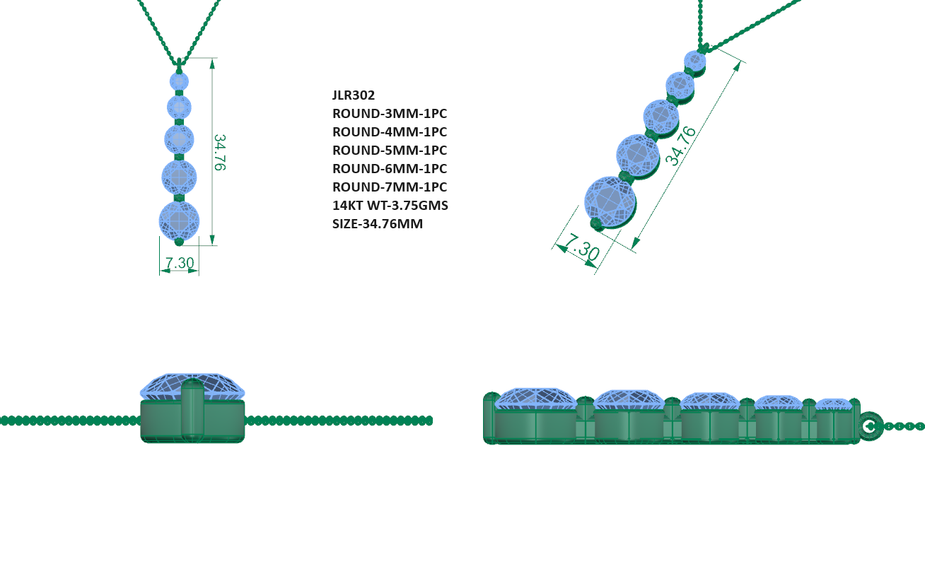 Black Opal 5 Stone Bar Pendant Necklace in 925 Sterling Silver 3.5ct