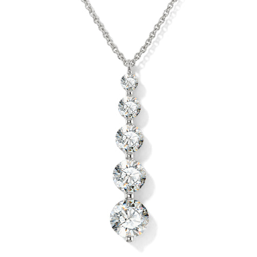 Simulated Diamond Round 5 Stone Bar Pendant Necklace in 925 Sterling Silver 3.90ct