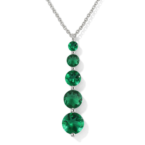 Emerald 5 Stone Bar Pendant Necklace in 925 Sterling Silver 4ct