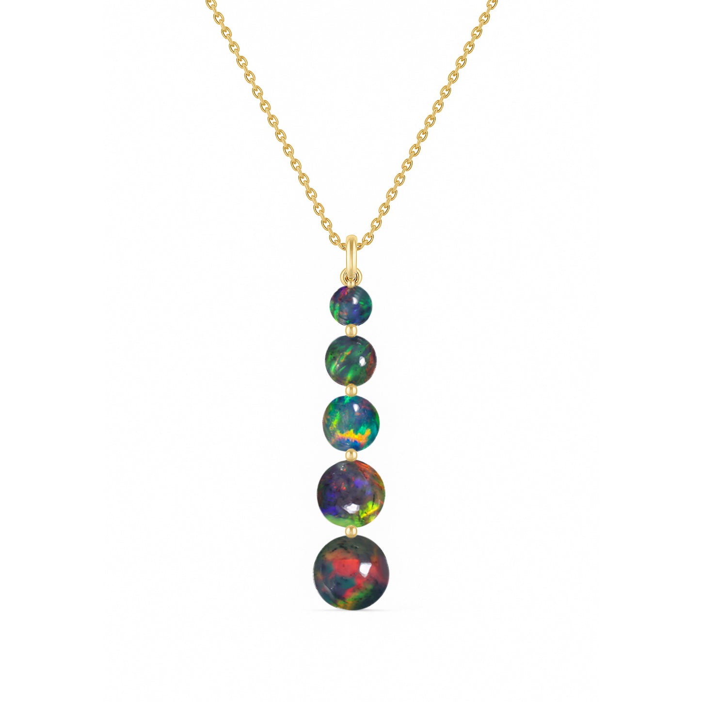 Black Opal 5 Stone Bar Pendant Necklace in 925 Sterling Silver 3.5ct