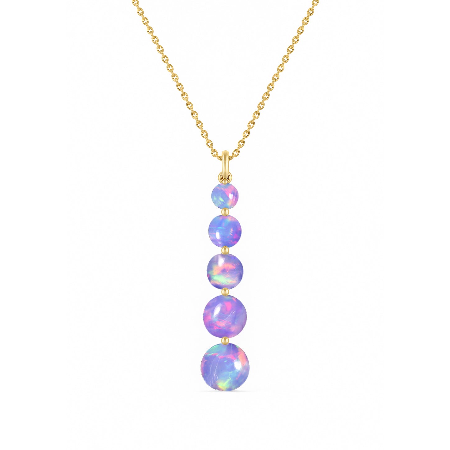 Lavender Opal 5 Stone Bar Pendant Necklace in 925 Sterling Silver 3.05ct
