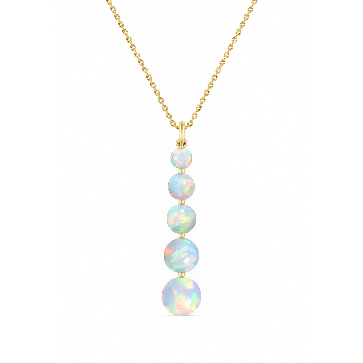 White Opal 5 Stone Bar Pendant Necklace in 925 Sterling Silver 3.05ct