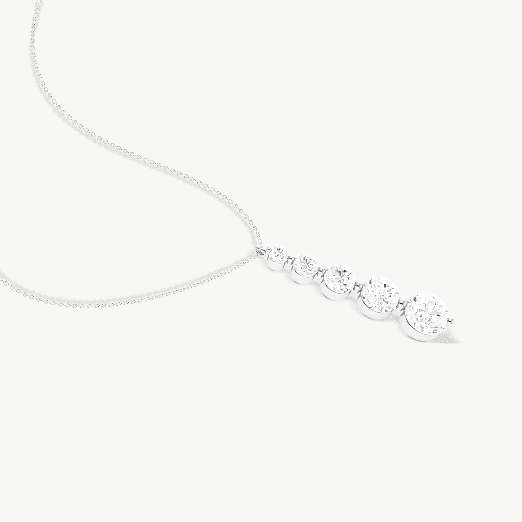 Cubic Zirconia 5 Stone Bar Pendant Necklace in 925 Sterling Silver 4ct