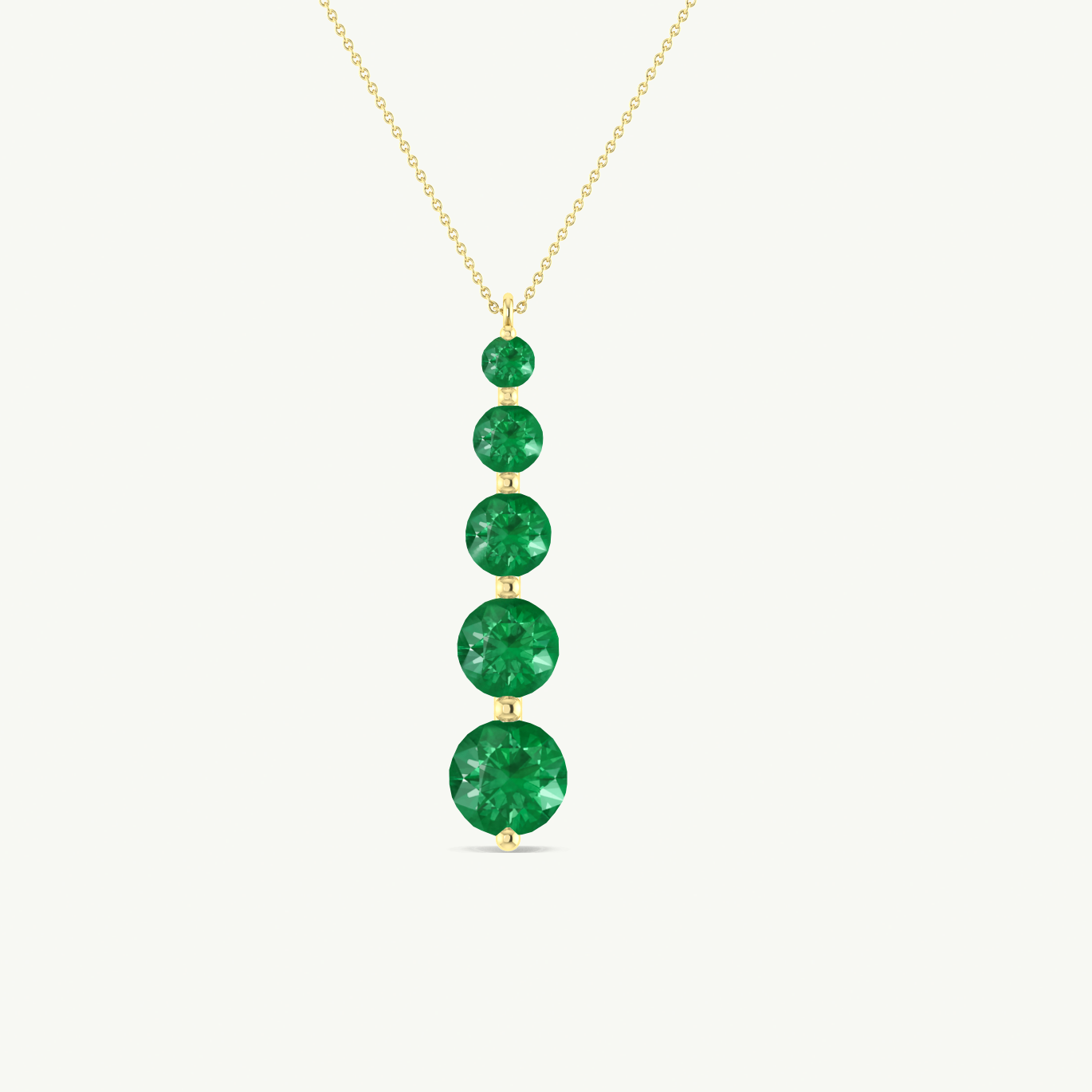 Emerald 5 Stone Bar Pendant Necklace in 925 Sterling Silver 4ct