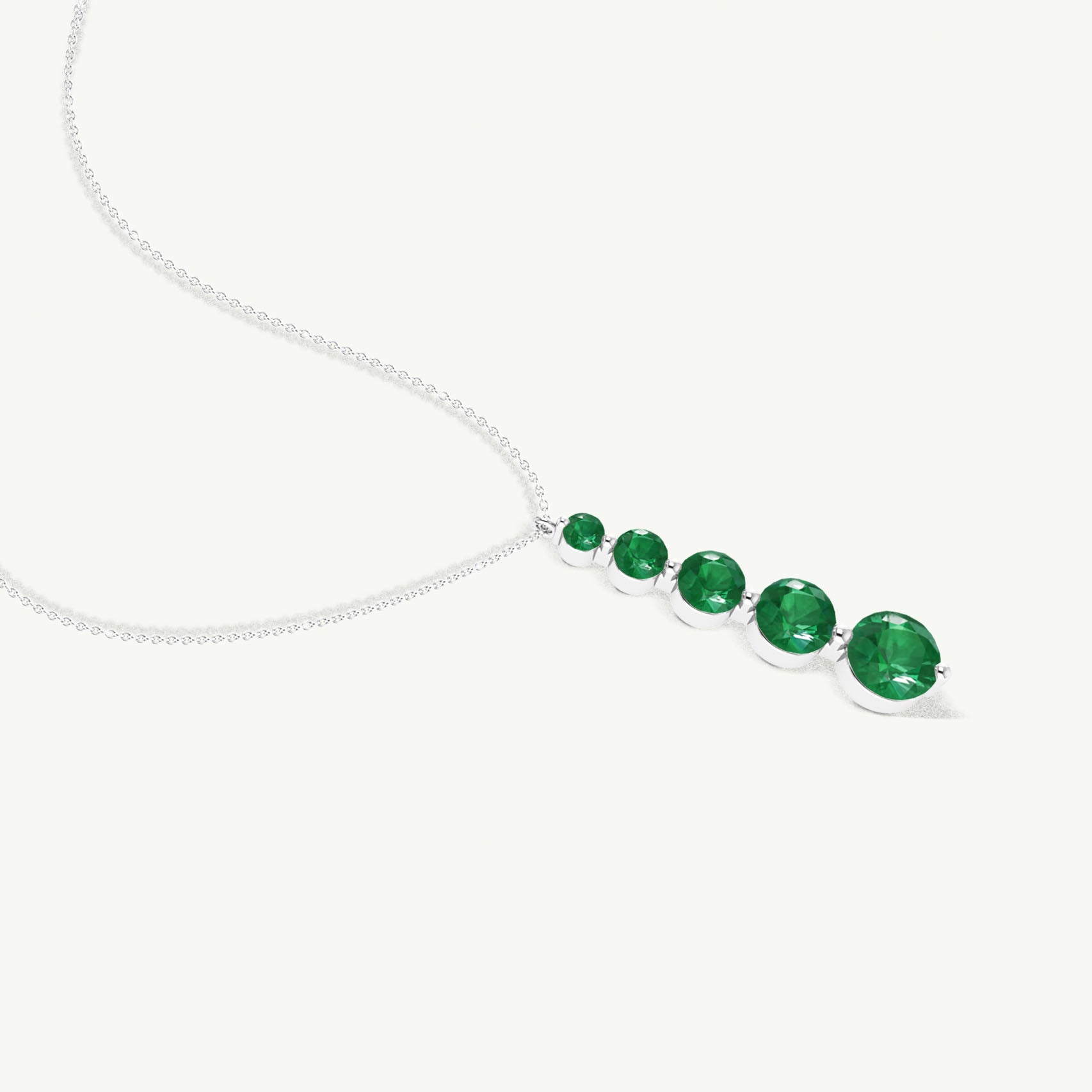 Emerald 5 Stone Bar Pendant Necklace in 925 Sterling Silver 4ct