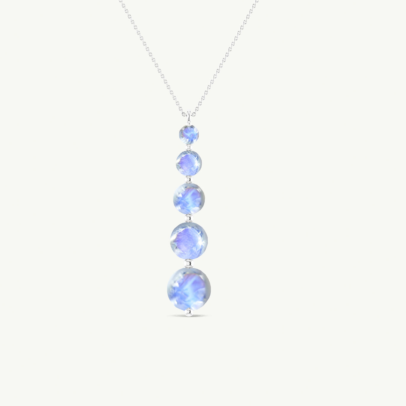 Moonstone 5 Stone Bar Pendant Necklace in 925 Sterling Silver 4ct