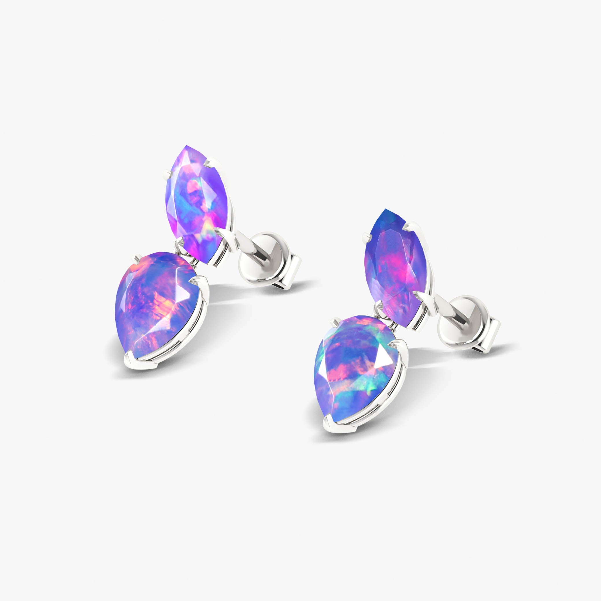 Lavender Opal Stud Earring