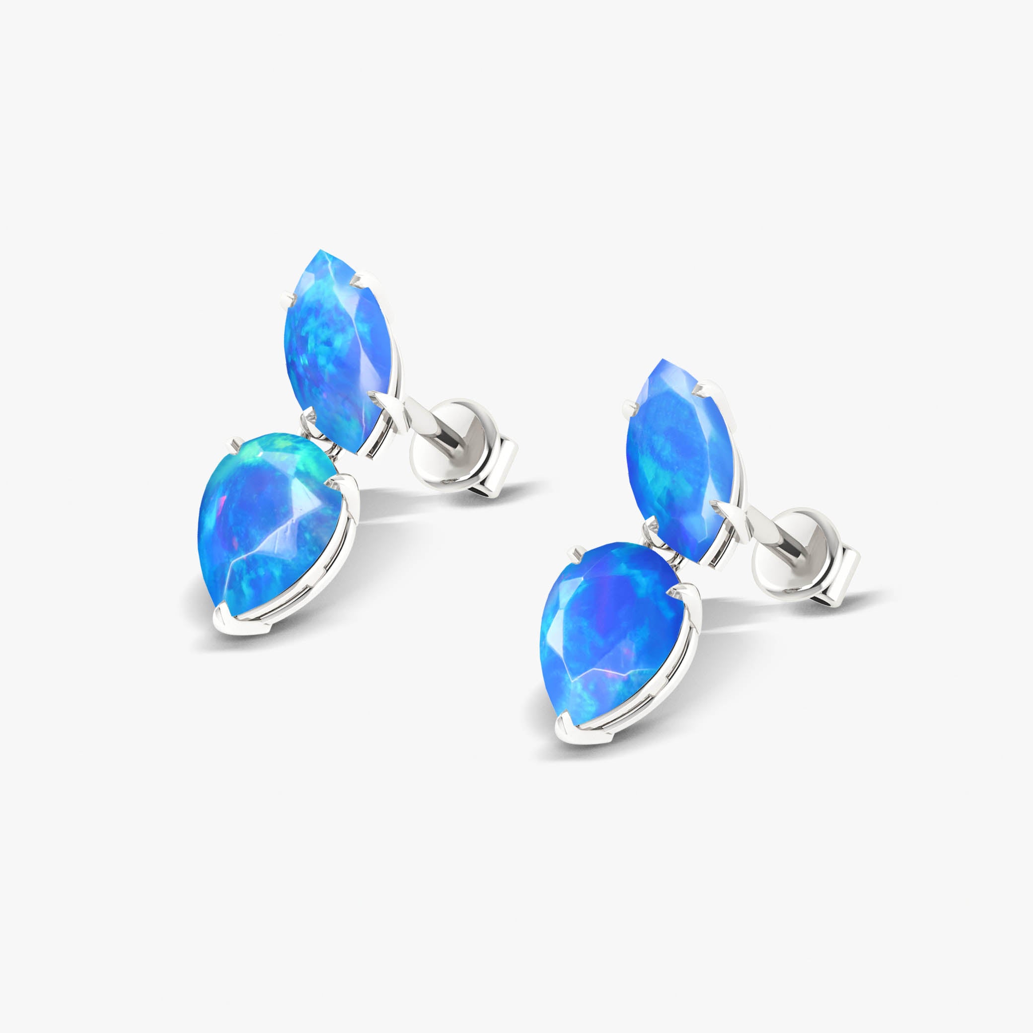 Blue Opal Stud Earring