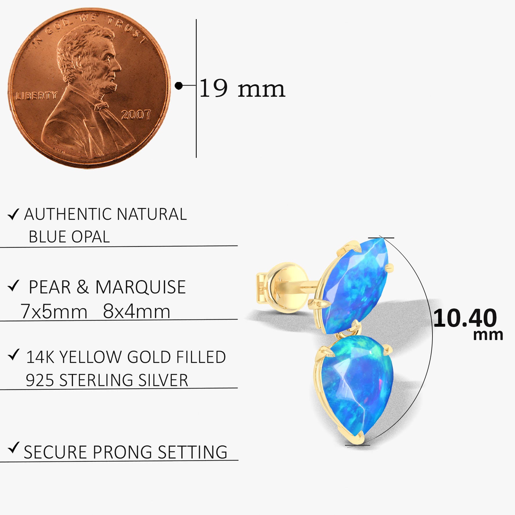 Blue Opal Stud Earring