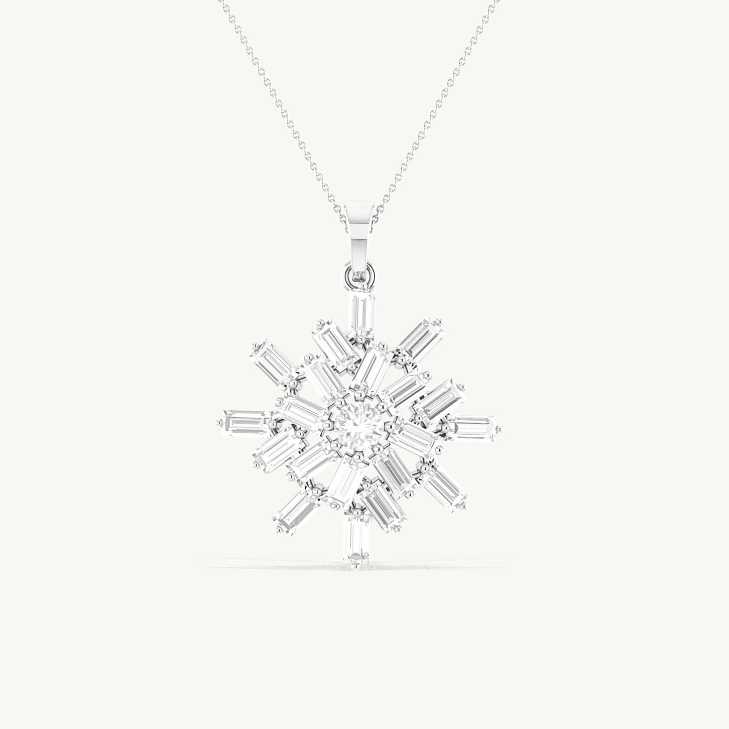 Cubic Zirconia Snowflake Pendant Necklace in 925 Sterling Silver 6.5ct