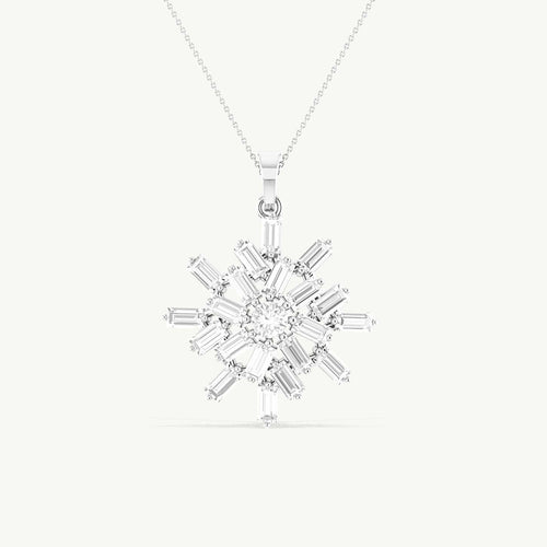Cubic Zirconia Snowflake Pendant Necklace in 925 Sterling Silver 6.5ct