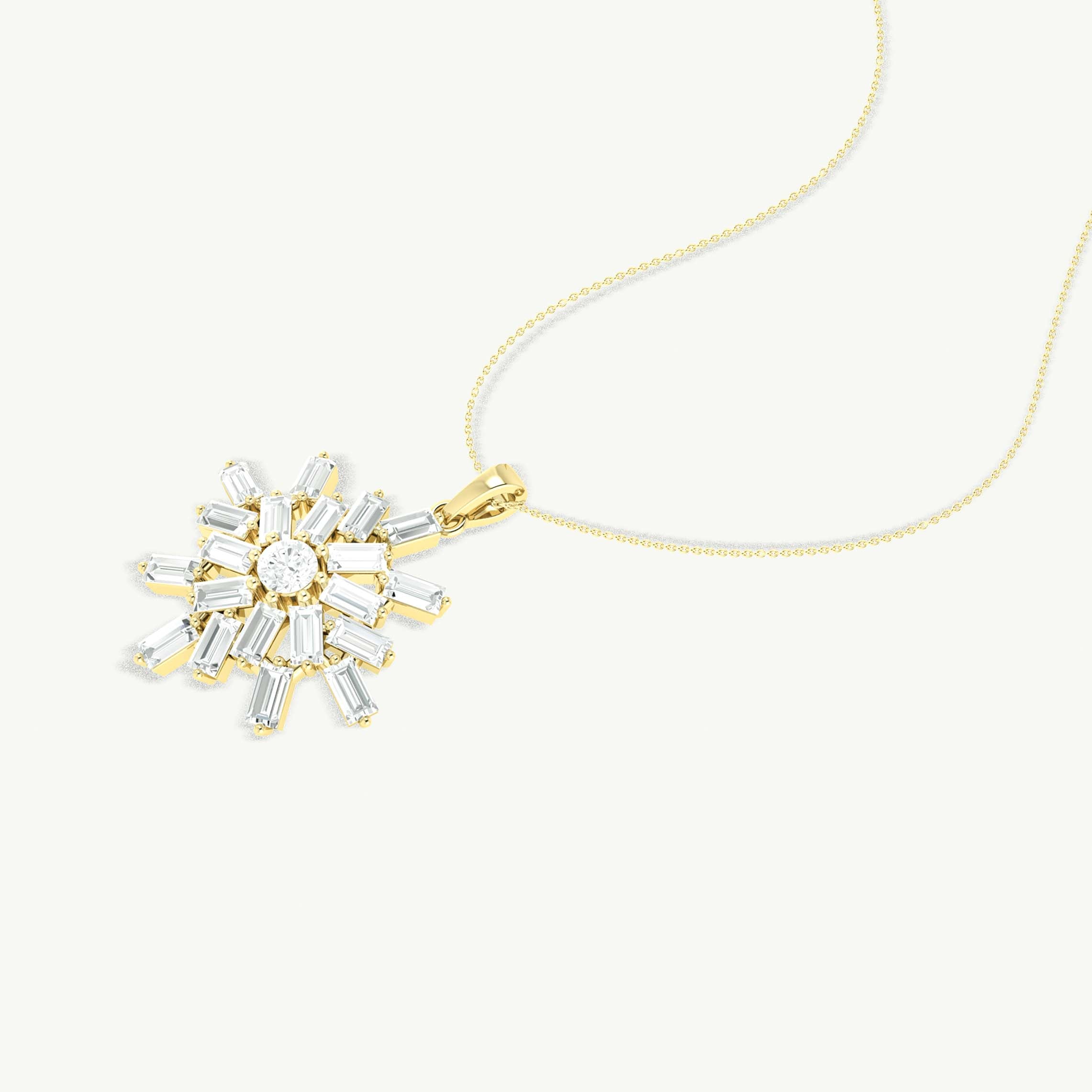 Cubic Zirconia Snowflake Pendant Necklace in 925 Sterling Silver 6.5ct