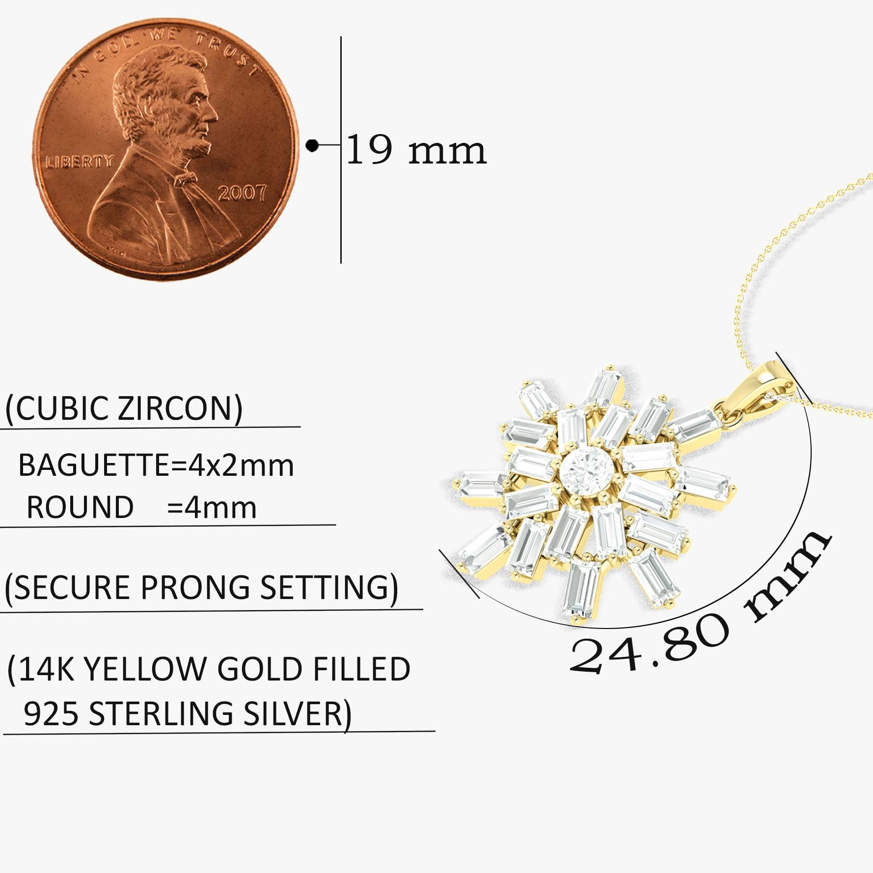 Cubic Zirconia Snowflake Pendant Necklace in 925 Sterling Silver 6.5ct