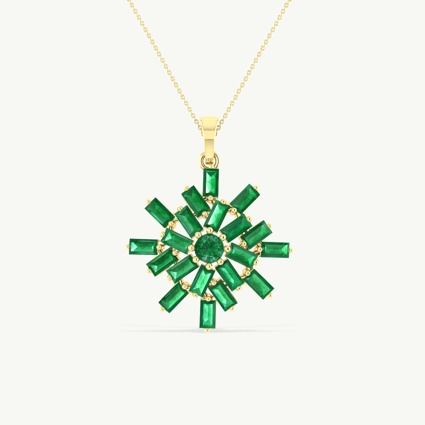 Emerald Snowflake Pendant Necklace in 925 Sterling Silver 6.5ct