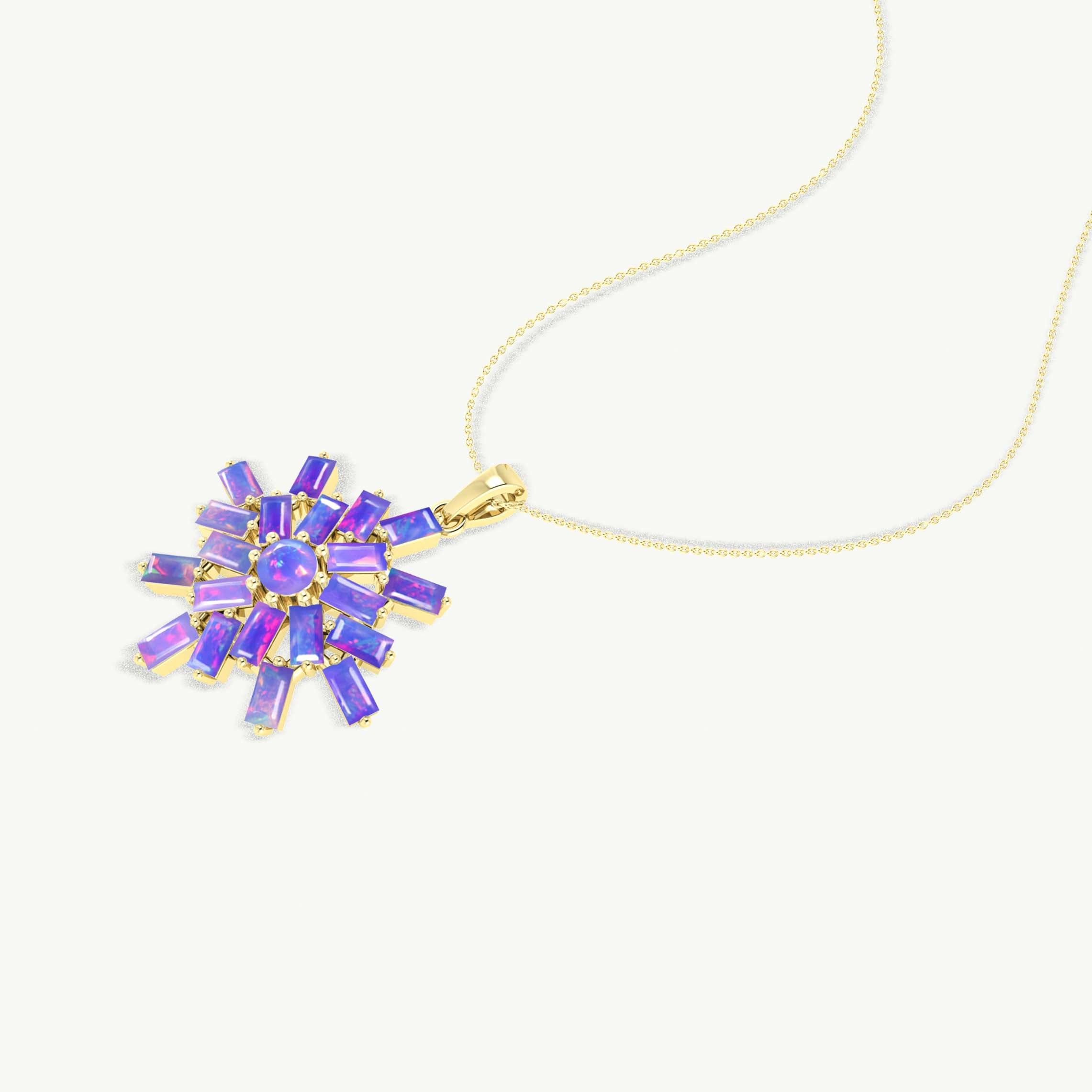 Lavender Opal Snowflake Pendant Necklace in 925 Sterling Silver 4.5ct