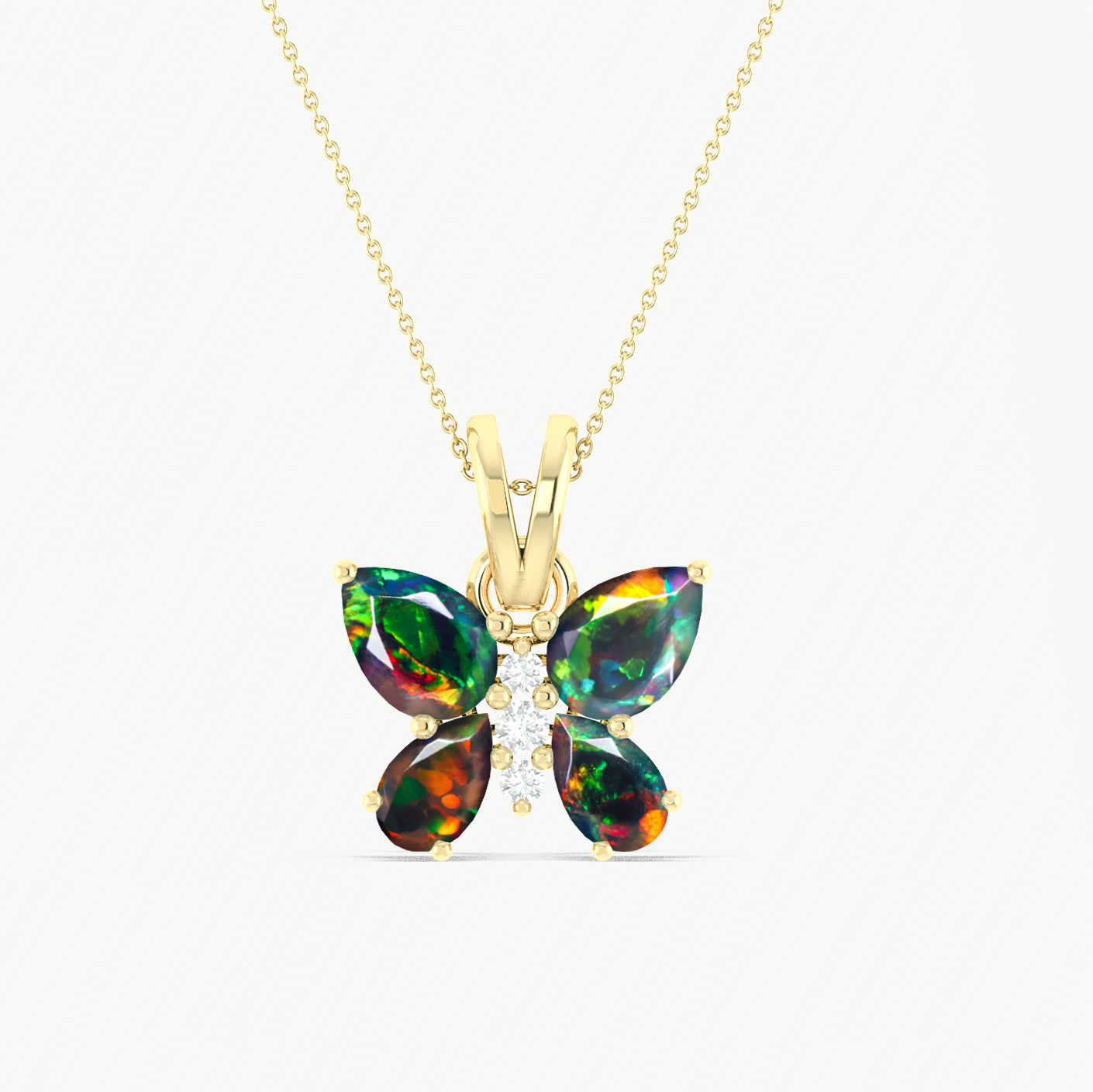 Black Opal Butterfly Pendant Necklace in 925 Sterling Silver 1.3ct