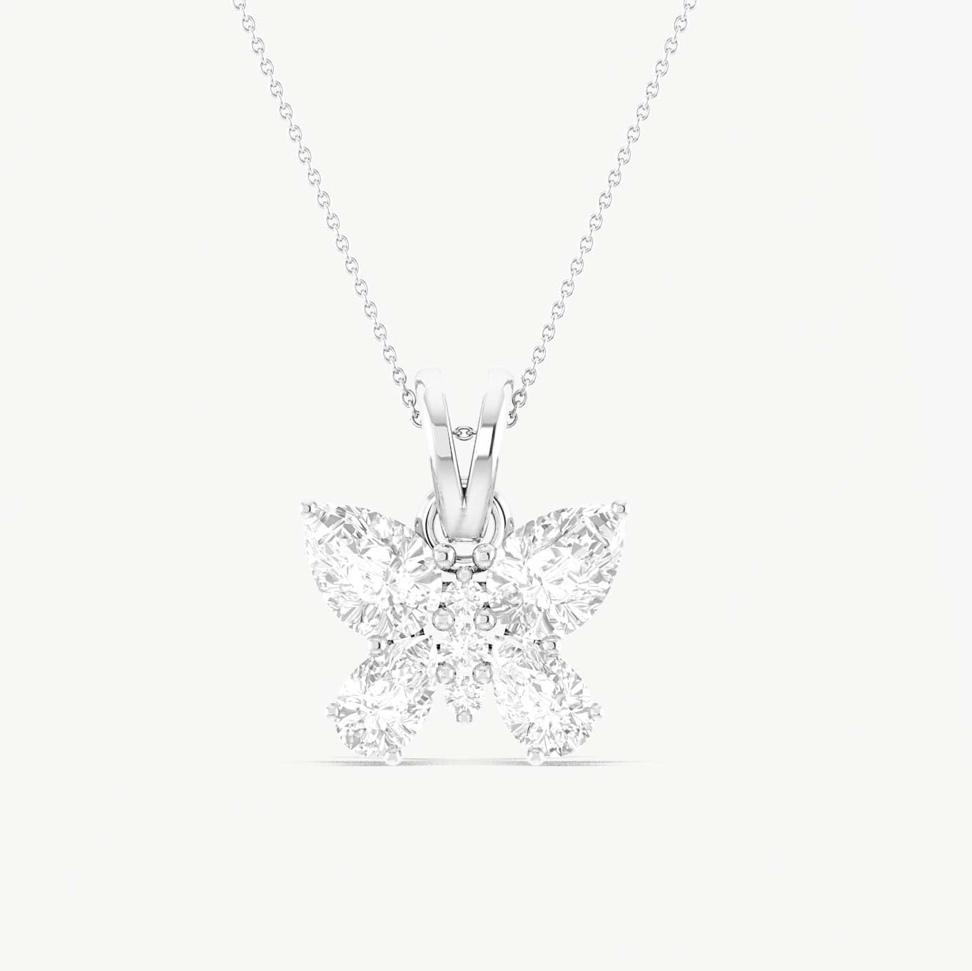 Cubic Zirconia Butterfly Pendant Necklace in 925 Sterling Silver 1.6ct