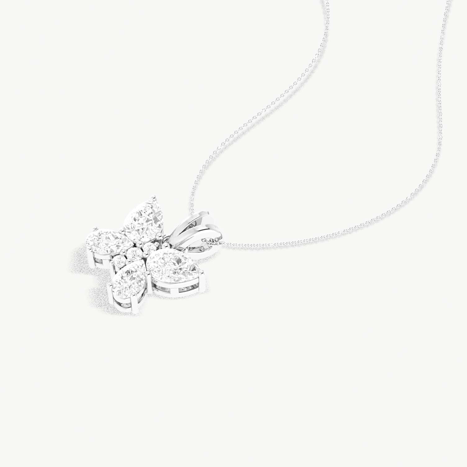 Cubic Zirconia Butterfly Pendant Necklace in 925 Sterling Silver 1.6ct
