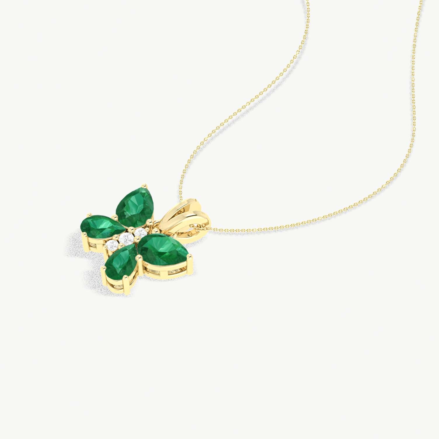 Emerald Butterfly Pendant Necklace in 925 Sterling Silver 1.6ct