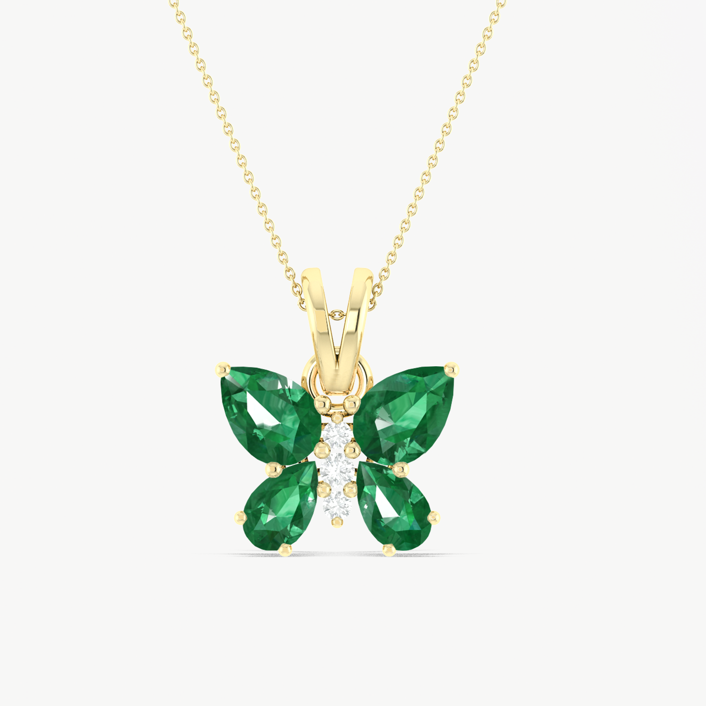 Emerald Butterfly Pendant Necklace in 925 Sterling Silver 1.6ct