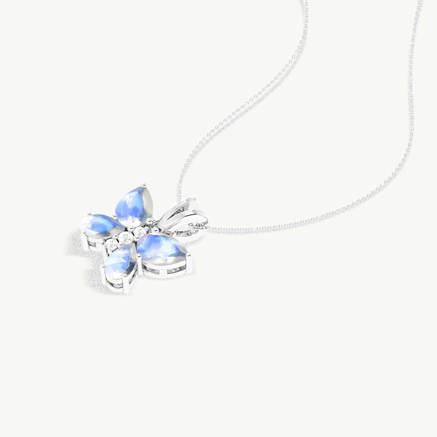 Moonstone Butterfly Pendant Necklace in 925 Sterling Silver 1.6ct