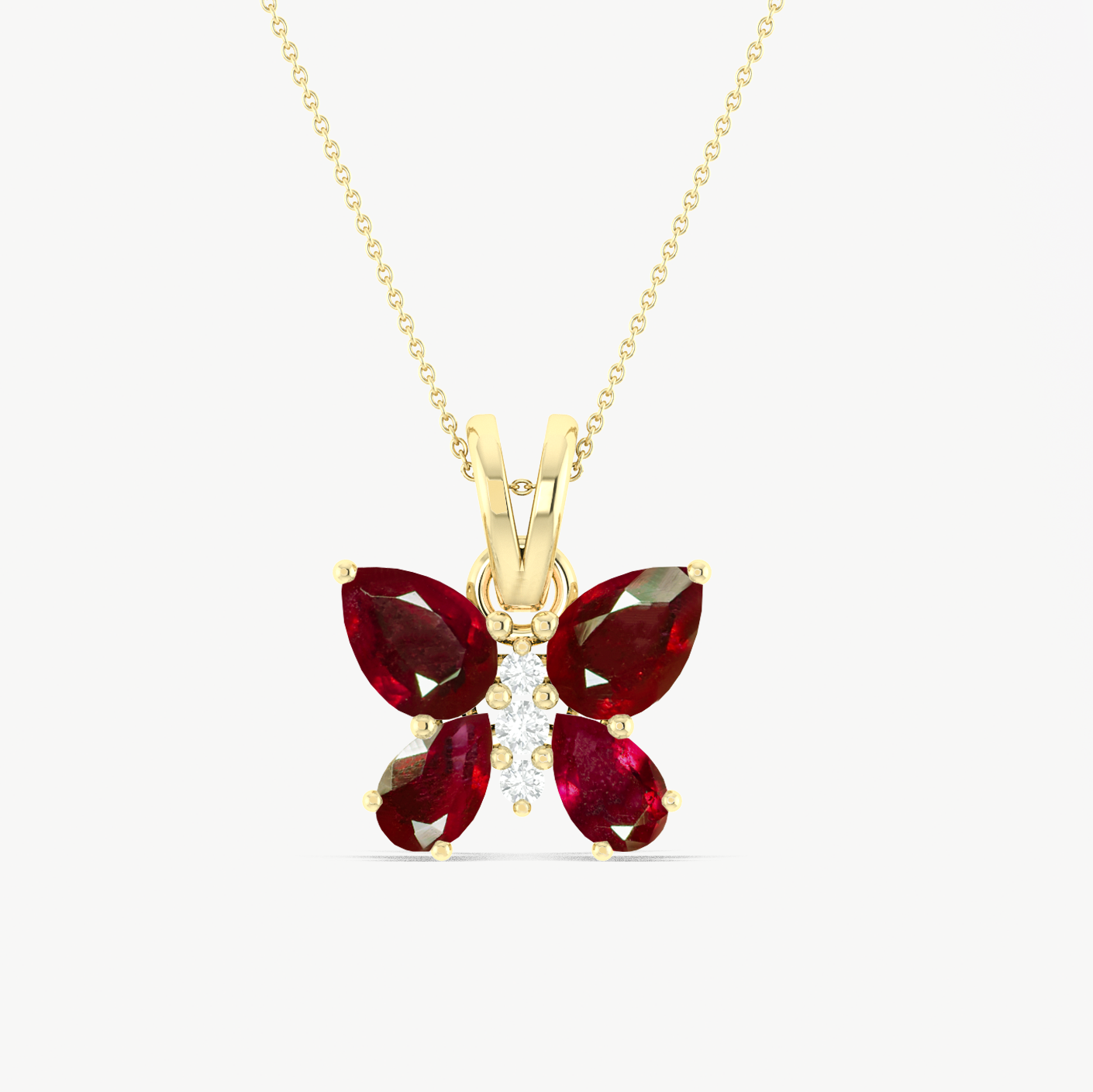 Ruby Butterfly Pendant Necklace in 925 Sterling Silver 1.6ct